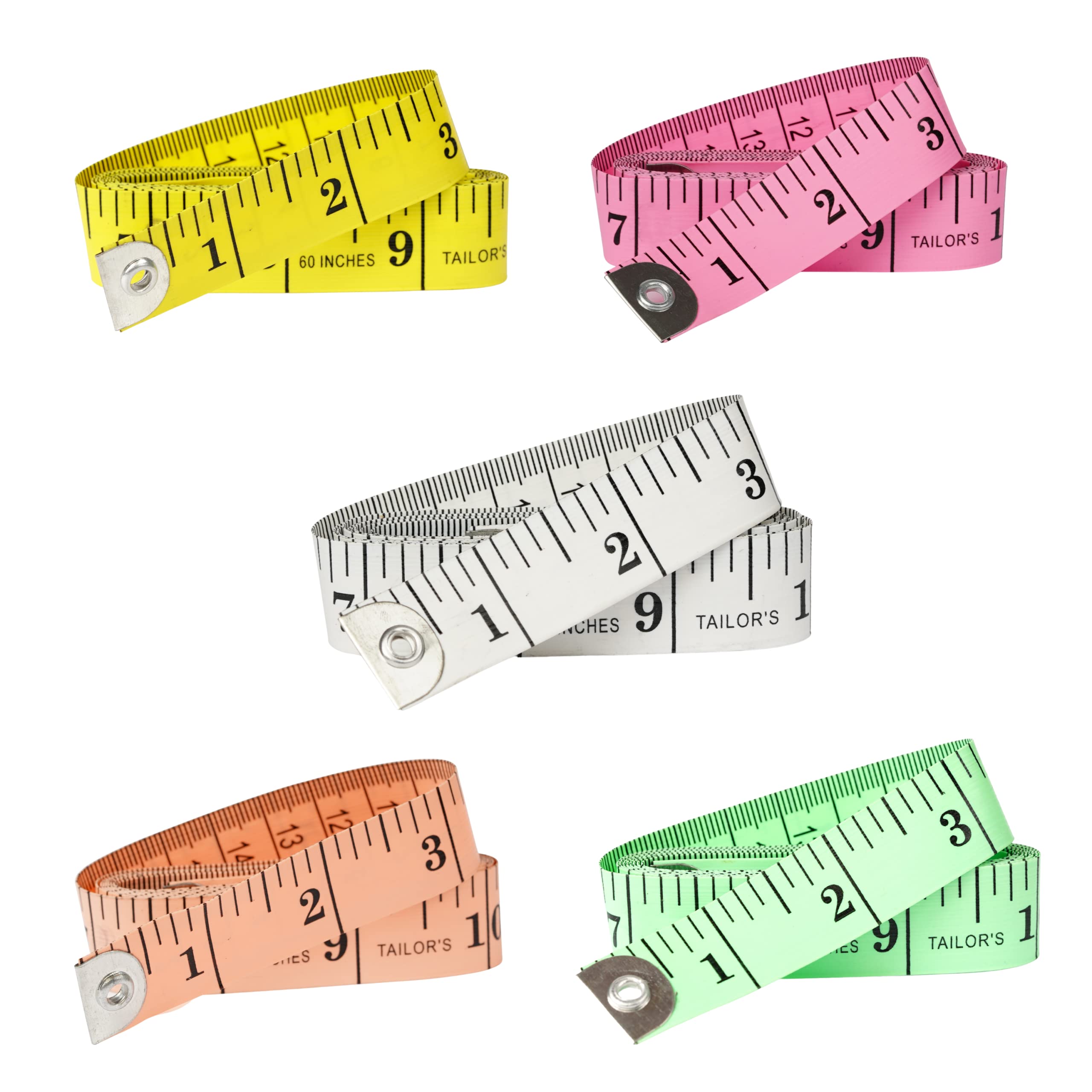 Tape Measure HANSMAYA 5-Pack Fiberglass Measuring Tape for Body Weight Loss Fabric  Sewing Tailor Measurement Craft Supplies 60-Inch / 150 cm Soft Dual Scale  Ruler Pink Orange Green Yellow White