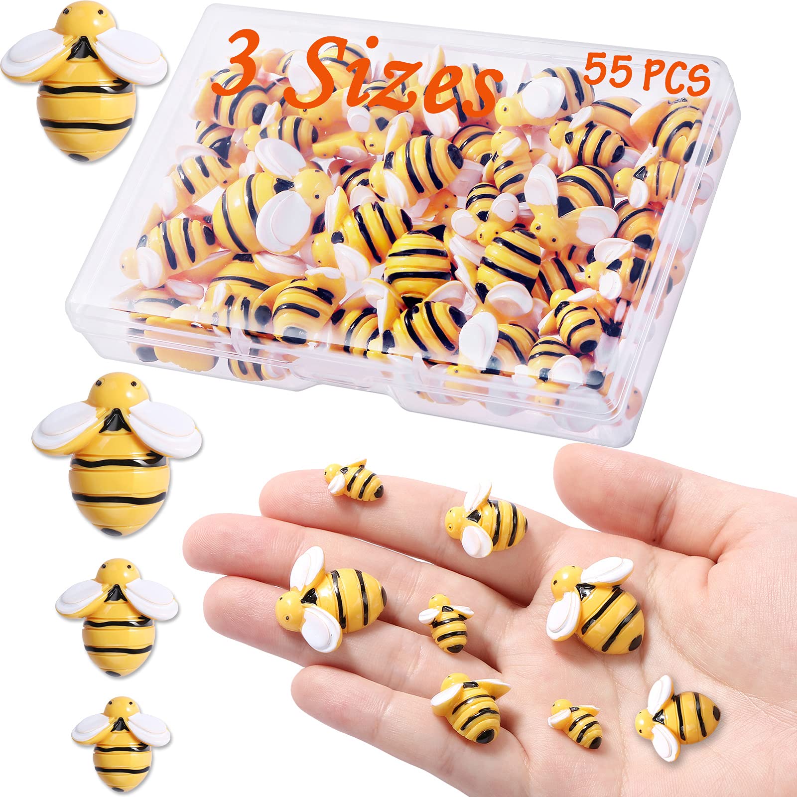 Garneck 50pcs Resin bee Resin Bumble Bees Tiny Craft Bees Toys Mini Bees  for Cake Mini Decorations bee Buttons Edible Bees for Cupcakes Mini Bumble