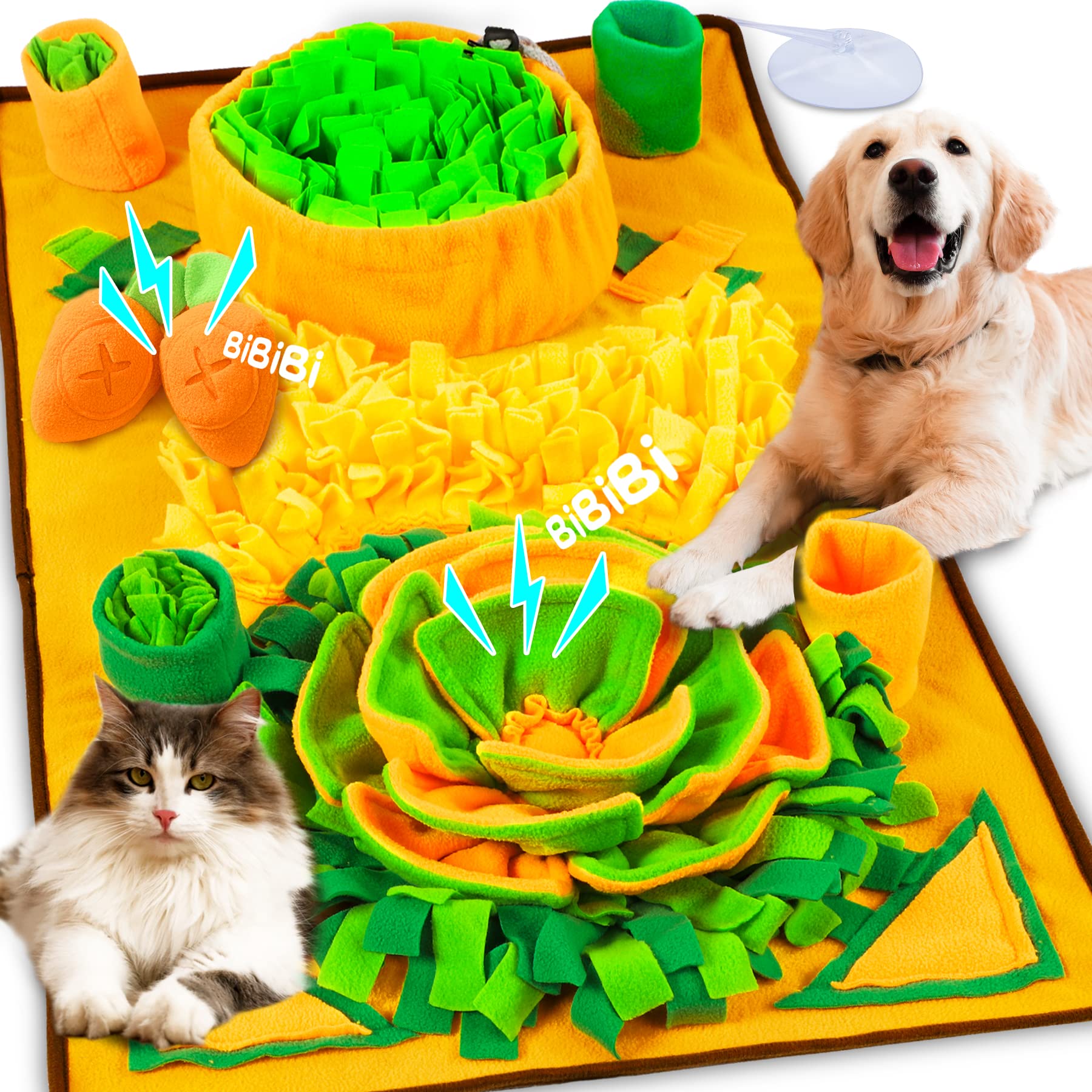 Juqiboom Pet Snuffle Mat for Small/Medium Dogs and Cats, Encourages Natural Foraging Skills for Pets, Interactive Dog Toy - Slow Feeder Puzzle Toy 