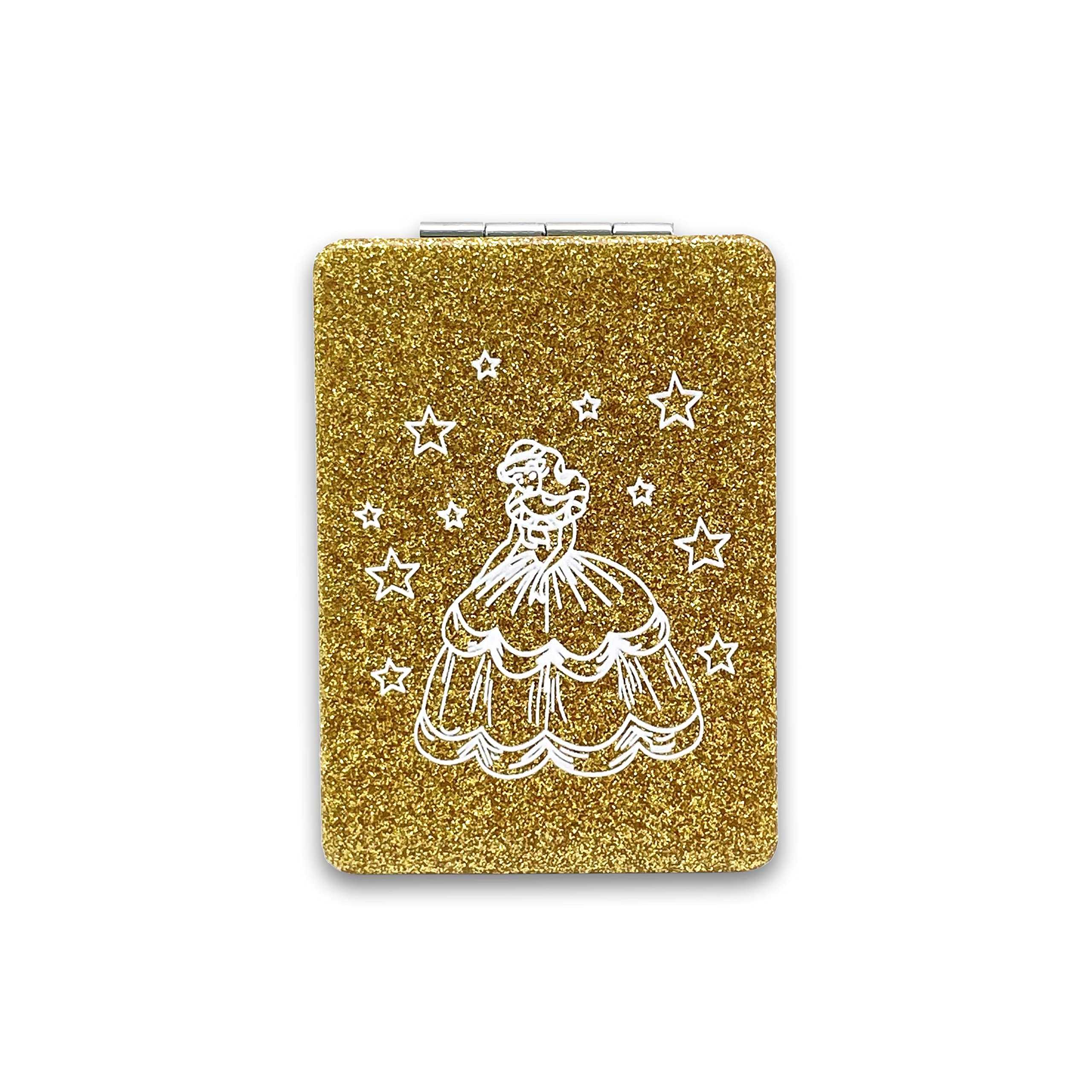 12 Pcs Sweet 15 Quinceanera Gold Compact Mirror Square Glitter Pu