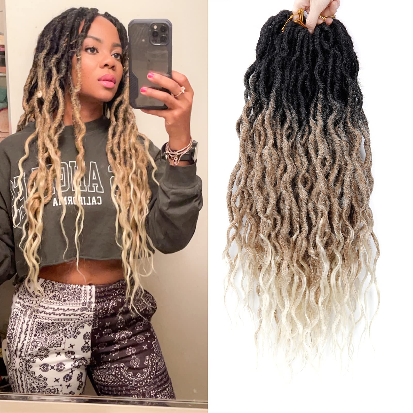 Soft Locs Crochet Hair 24 Inch 6 Packs Grey Color Curly Wavy Crochet  Synthetic Braiding Hair Extensions Dreads Crochet (24 Inch Grey)