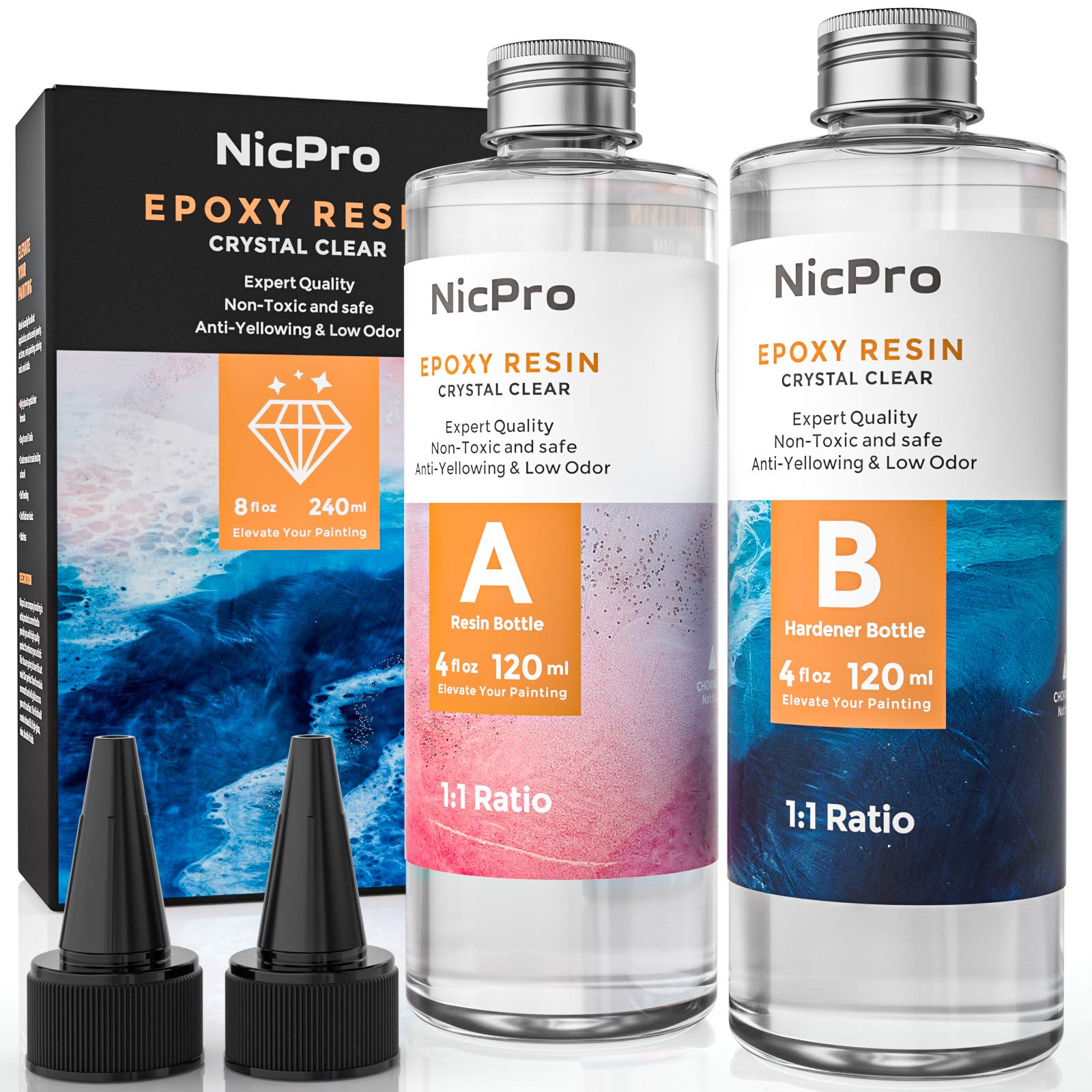 Nicpro 16 Ounce Epoxy Resin Kit Crystal Clear, DIY Starter Art Resin  Supplies wi 691042321118