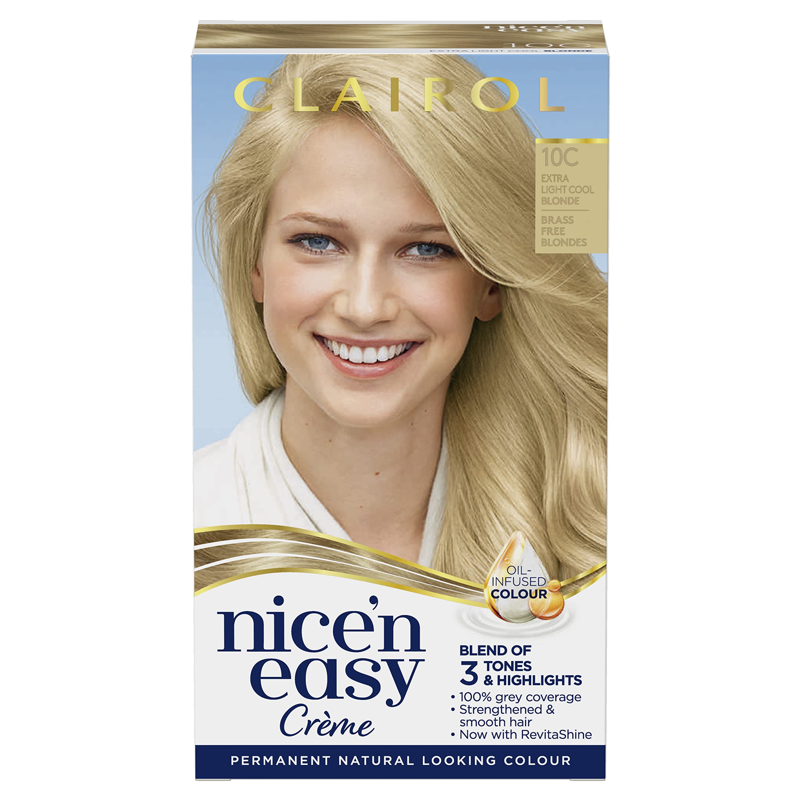 Clairol Nice'n Easy Cr me Natural Looking Oil Infused Permanent Hair Dye  10C Extra Light