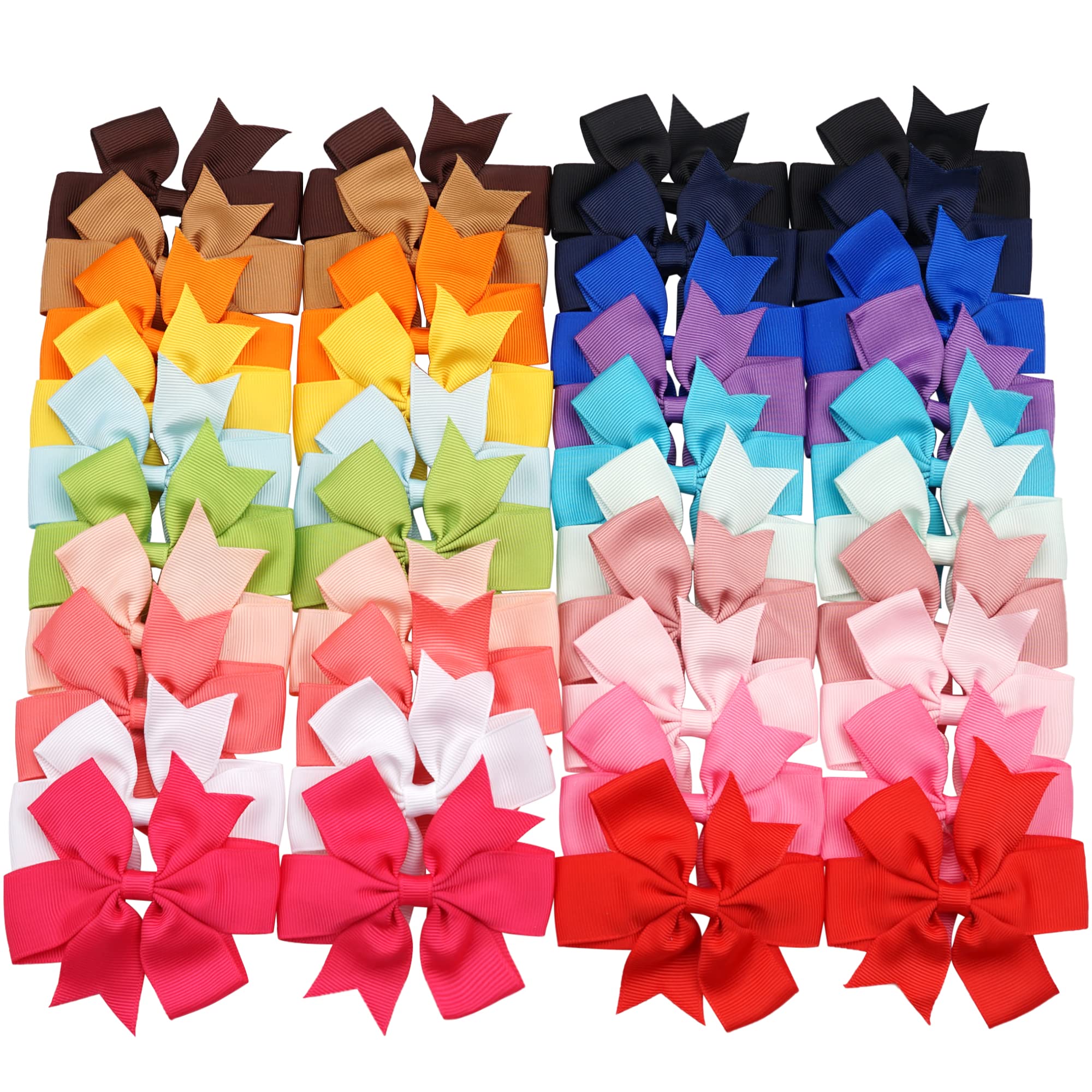 40Piece 3 Inch Boutique Grosgrain Ribbon Pinwheel Hair Bows Alligator Clips  For Girls Babies Toddlers Accessories Teens Gifts In Pairs