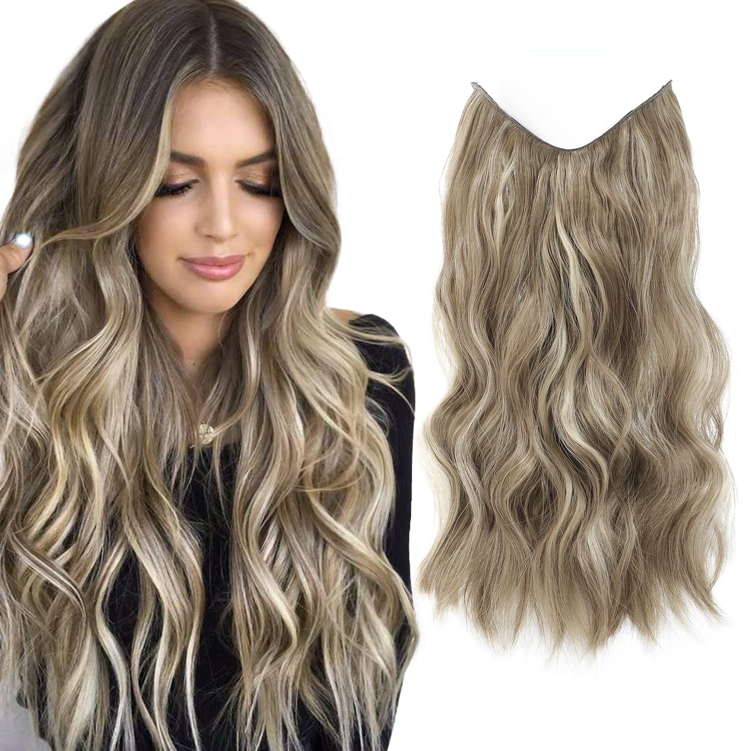 Ash Blonde Hair Extensions with Adjustable Size Removable Clips