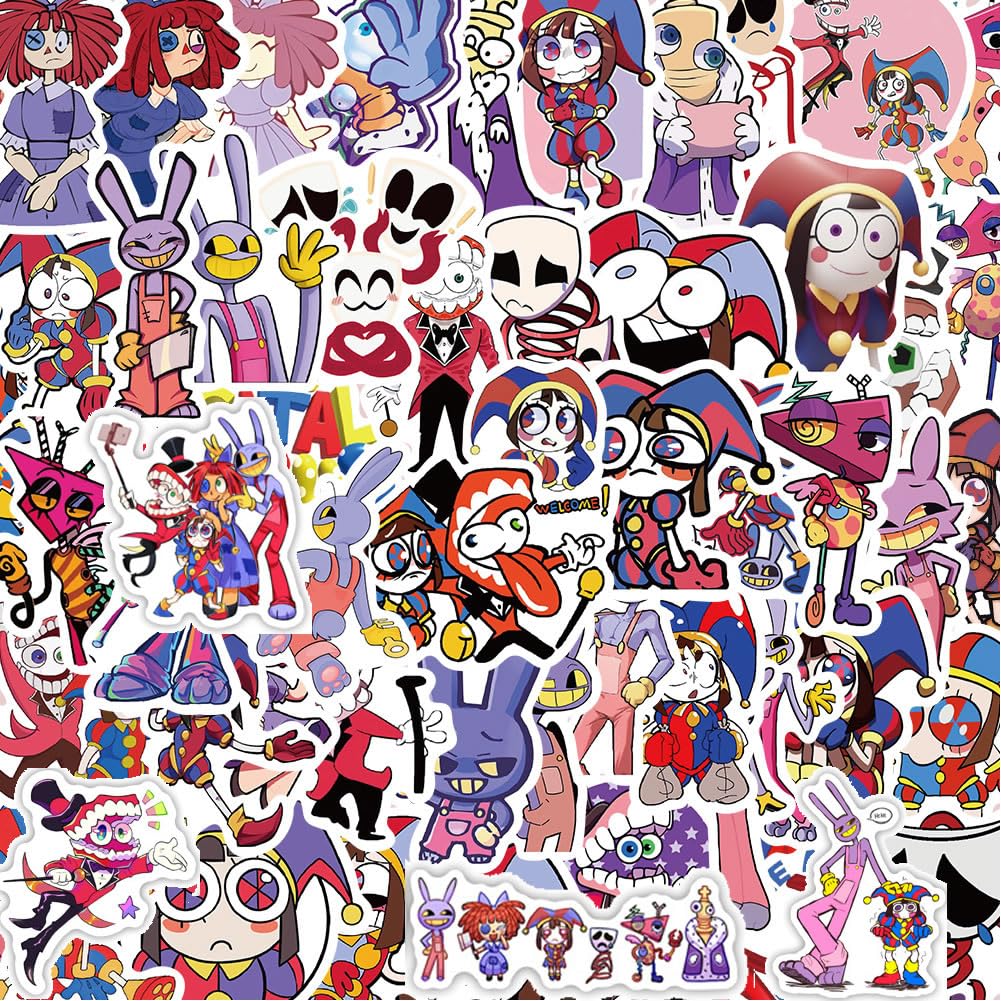 XNCOSER 116Pcs Pomni Digital Circus Anime Jax Water Proof Stickers - Fun  and Colorful Designs (01)