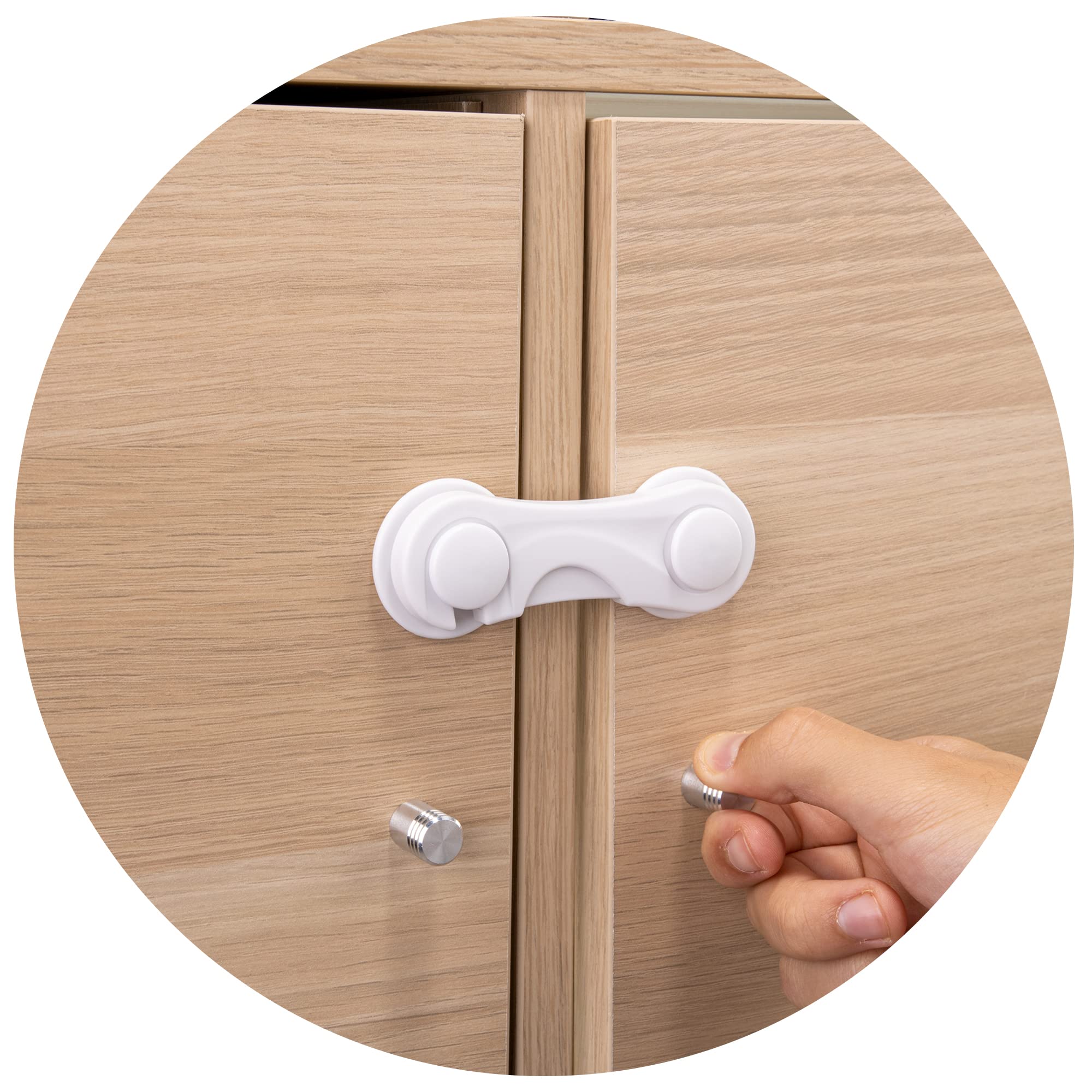 Inaya Cabinet Locks Child Safety Latches (8 Pack) - Baby Proofing Cabinets & Drawers Locks - Child Proof Your Home - No Drilling & No Tools Required!, Size