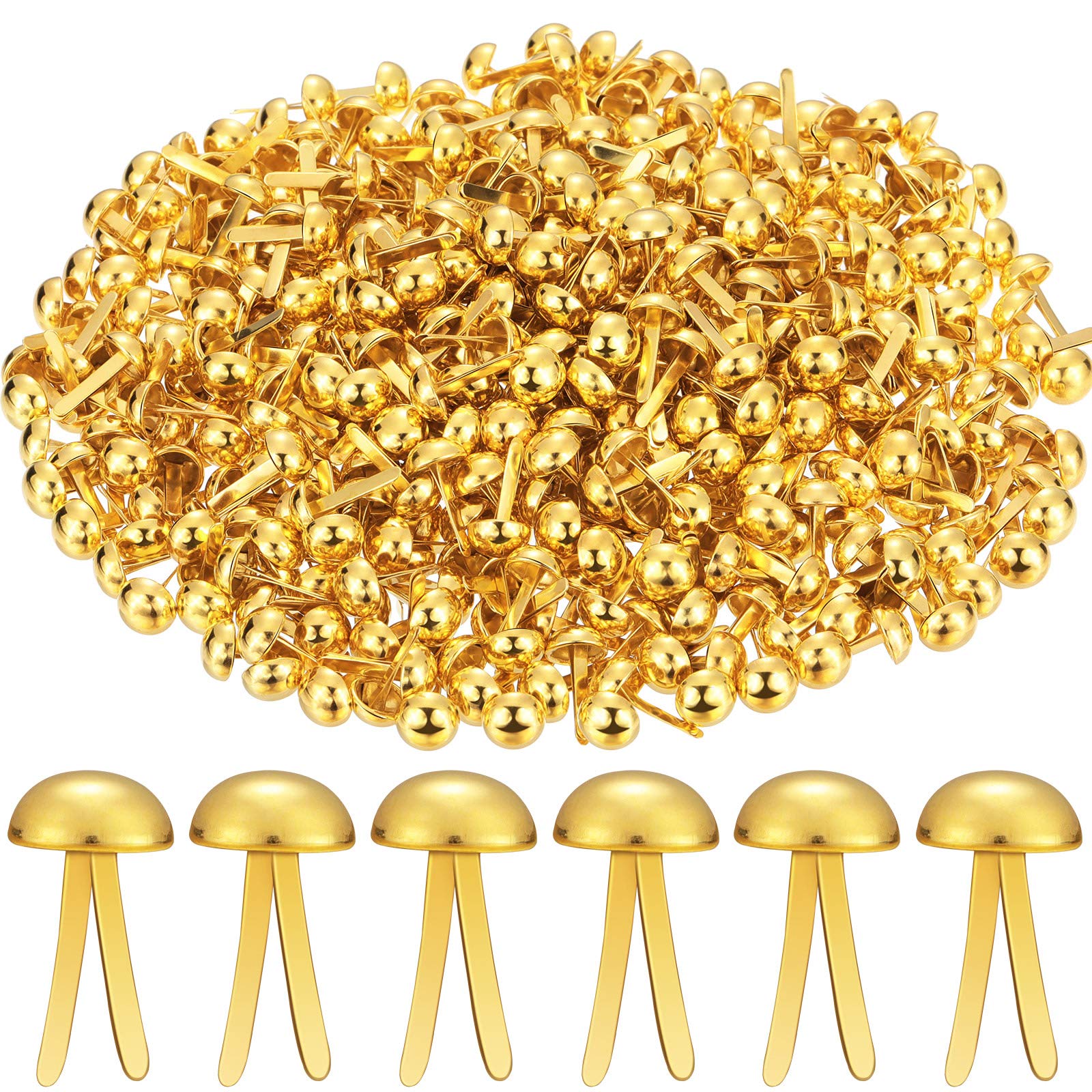 500 Pieces Paper Brass Fasteners Brass Brads Round Fasteners for Kids Craft  Art Crafting School Project Decorative Scrapbooking DIY Supplies(Golden,0.3  x 0.6 Inch) Golden 0.3 x 0.6 Inch