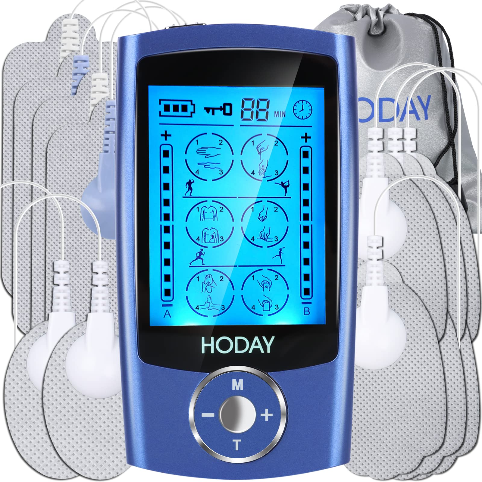 Rechargeable Tens Unit With 24 Modes And 8 Electrode Pads - Dual Channel Muscle  Stimulator For Pain Relief And Therapy - Digital Electronic Pulse Massager  - Temu