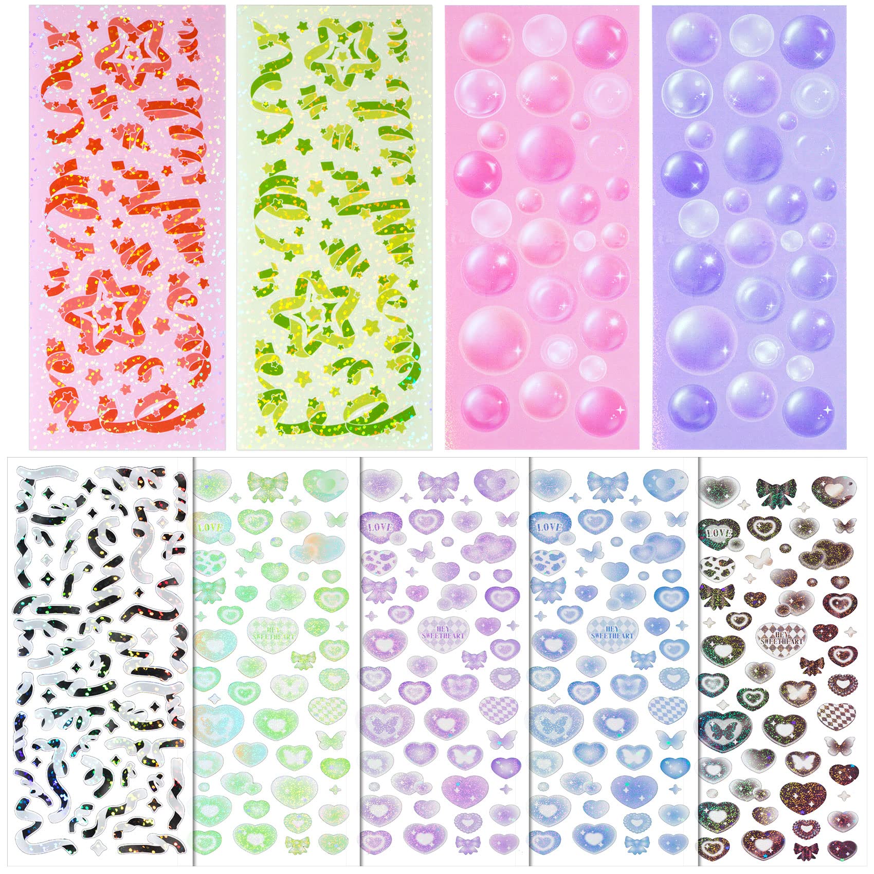 4 Sheets Scrapbooking Stickers Colorful Bubble Pattern Craft