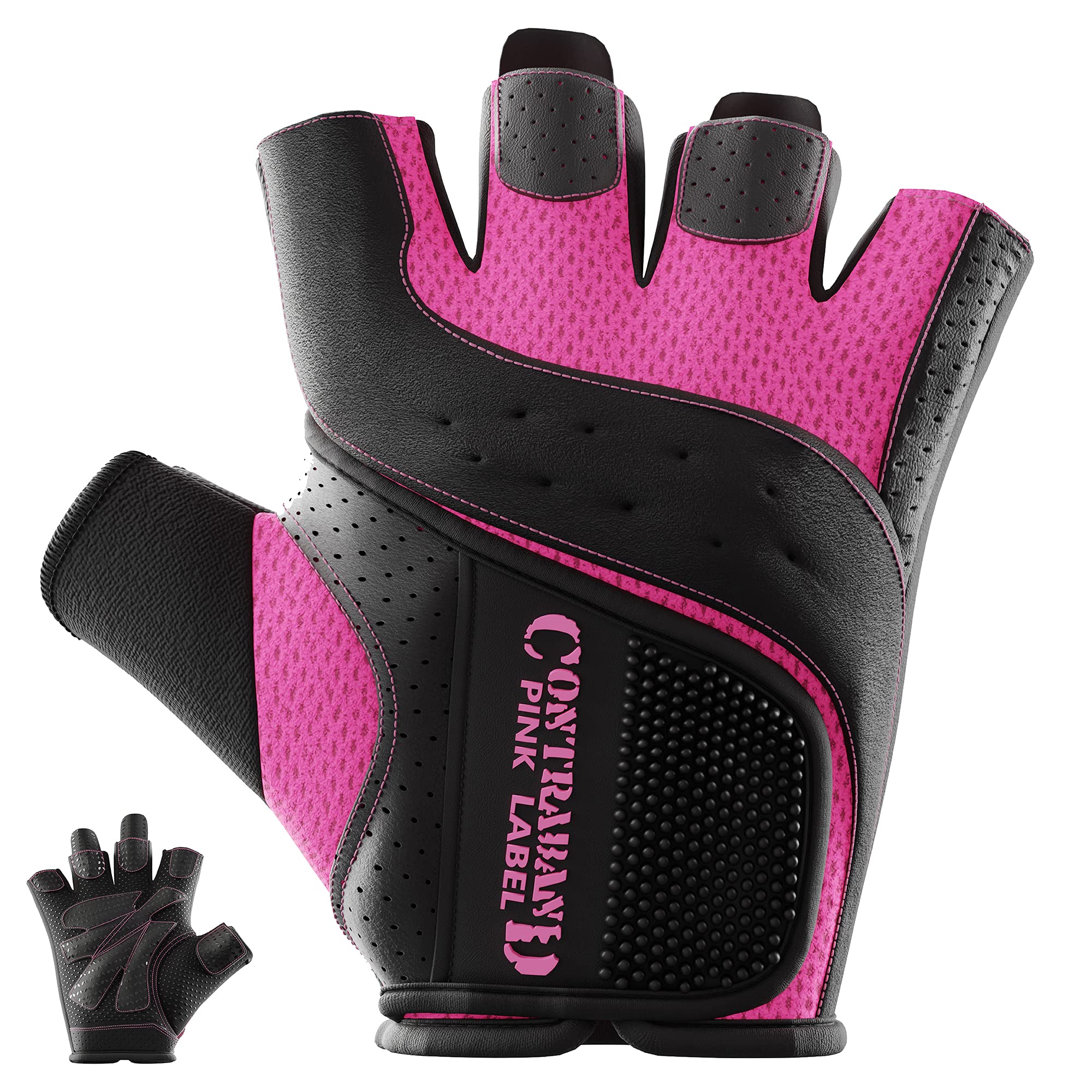Contraband Pink Label 5137 Women's Padded Weight Lifting and Rowing Gloves  w/ Grip-Lock Padding (Pair) 