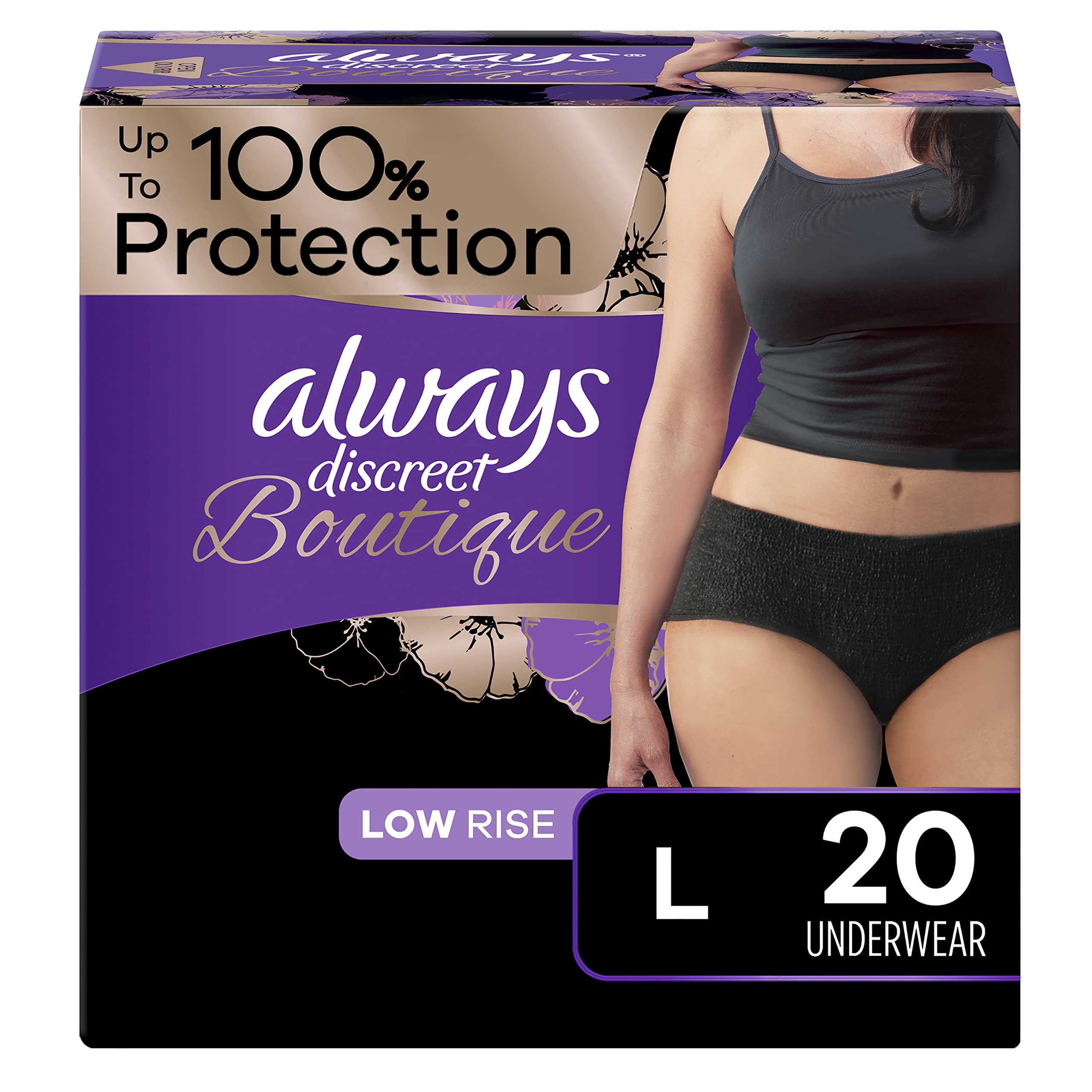 Always Discreet Maximum Absorbency Incontinence Underwear, Large