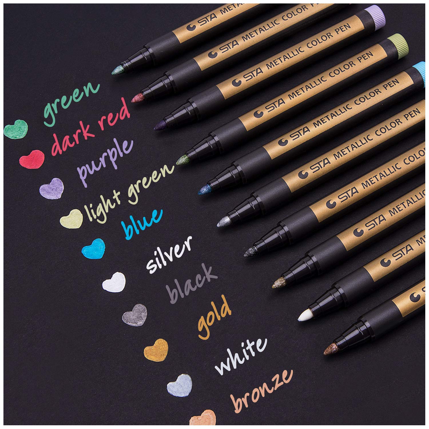 10 pcs/lot STA Metallic Colored Ink Water Chalk Pen for Scrapbook Photo  Album Drawing Watercolor Art Marker Gel Pens Stationery