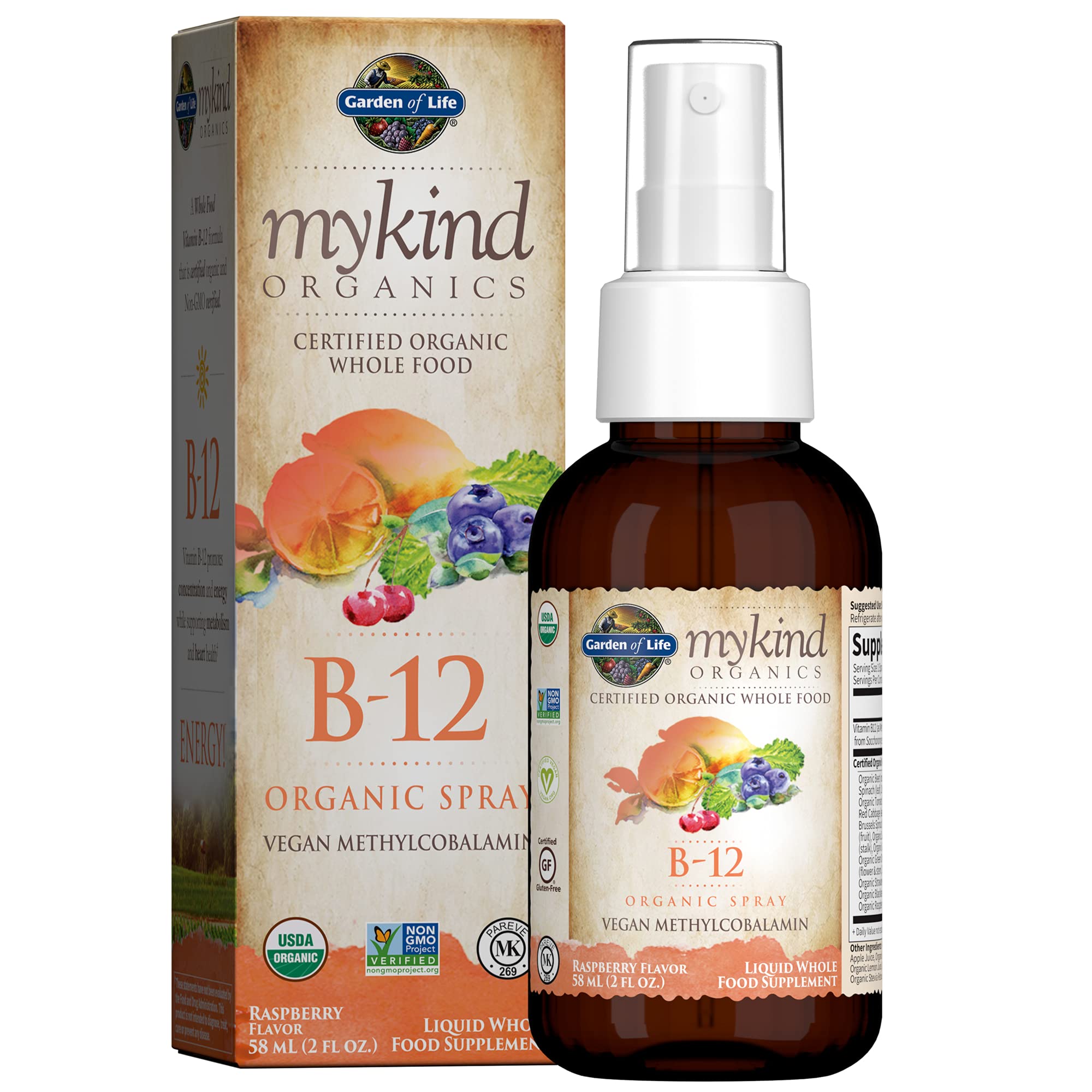 MyKind Organics, B-12 Organic Spray, Raspberry, Fl Oz (58