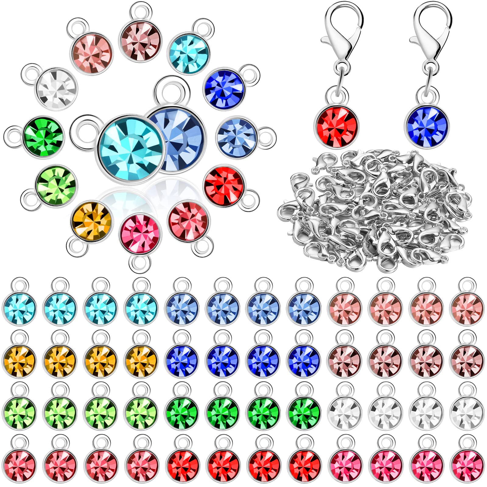 120 Pieces Charms for Jewelry Making Birthstone Charms Earring Charms  Flower Charms Silver Charms Bling Charms