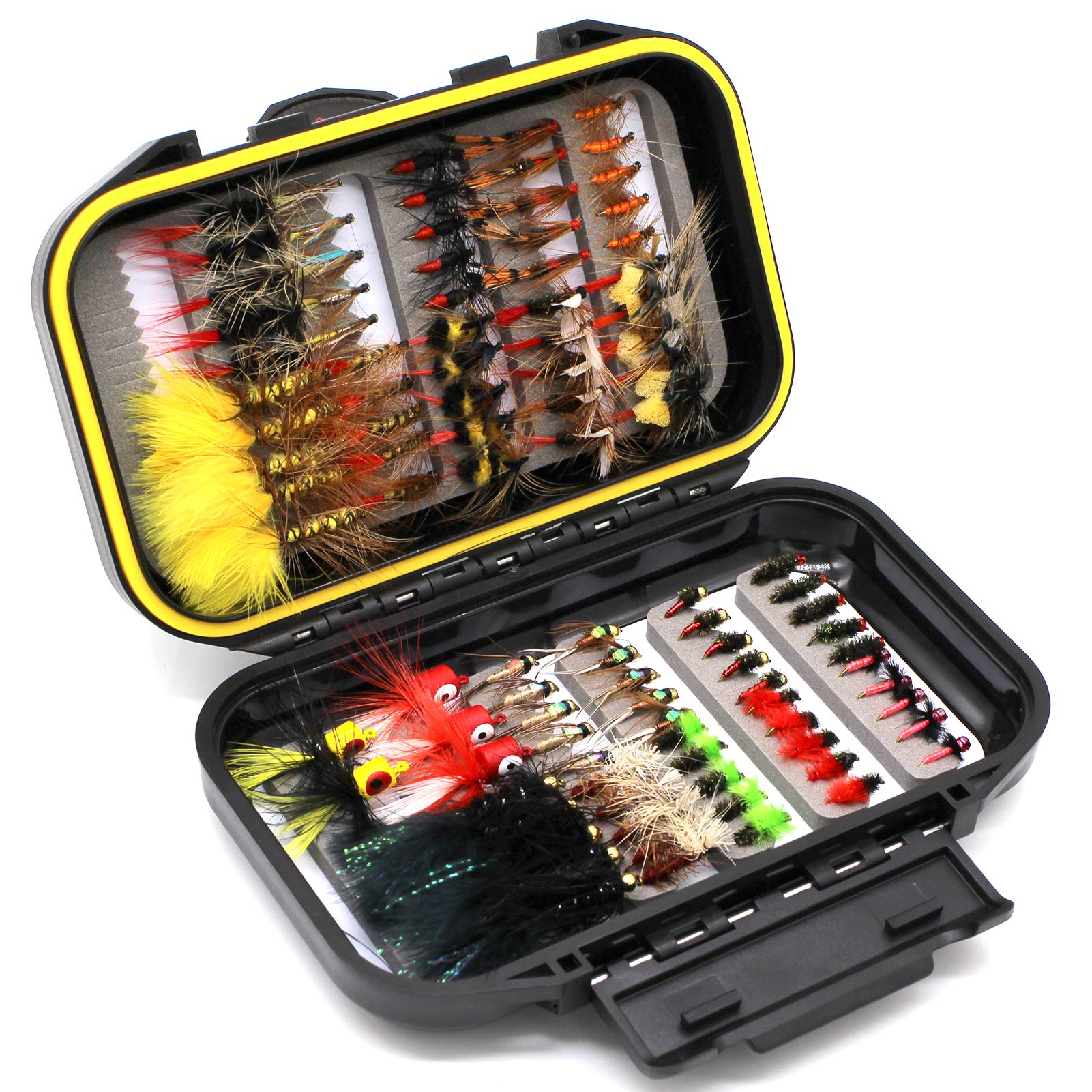  Goture 3Pcs Magnetic Fly Fishing Box - Lightweight Waterproof  Fly Tackle box Airtight Stowaway Fly Lure Box Fly Assortment Trout Fishing  Flies Case Jig Box for Dry/Wet Flies, Nymphs, Streamers, Popper 
