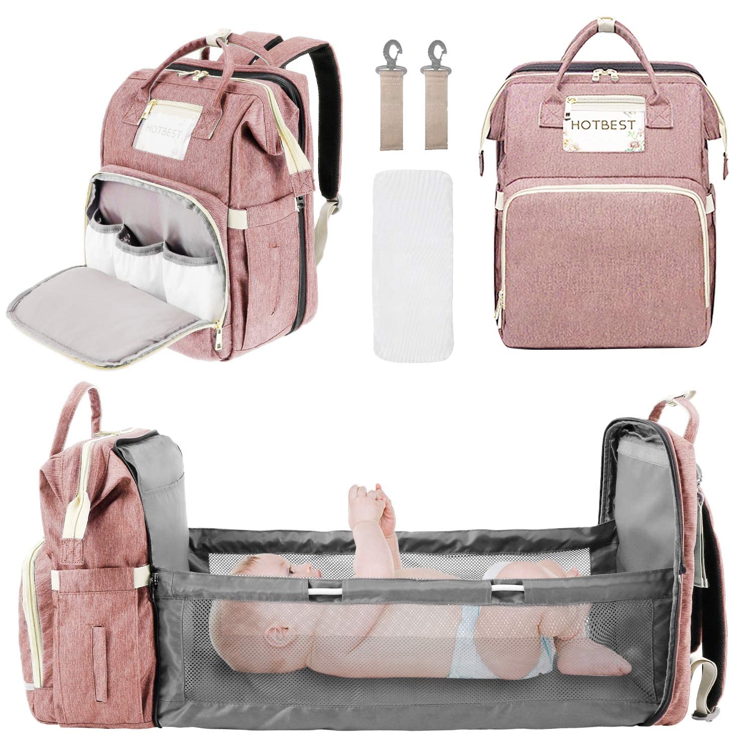 LONGING TO BUY Baby Bag to Keep Feeding Bottle Warmer for Girls & Boys,  Diaper Bag for Girls & Boys and Mother Bag (Rose Pink) Diaper Bag