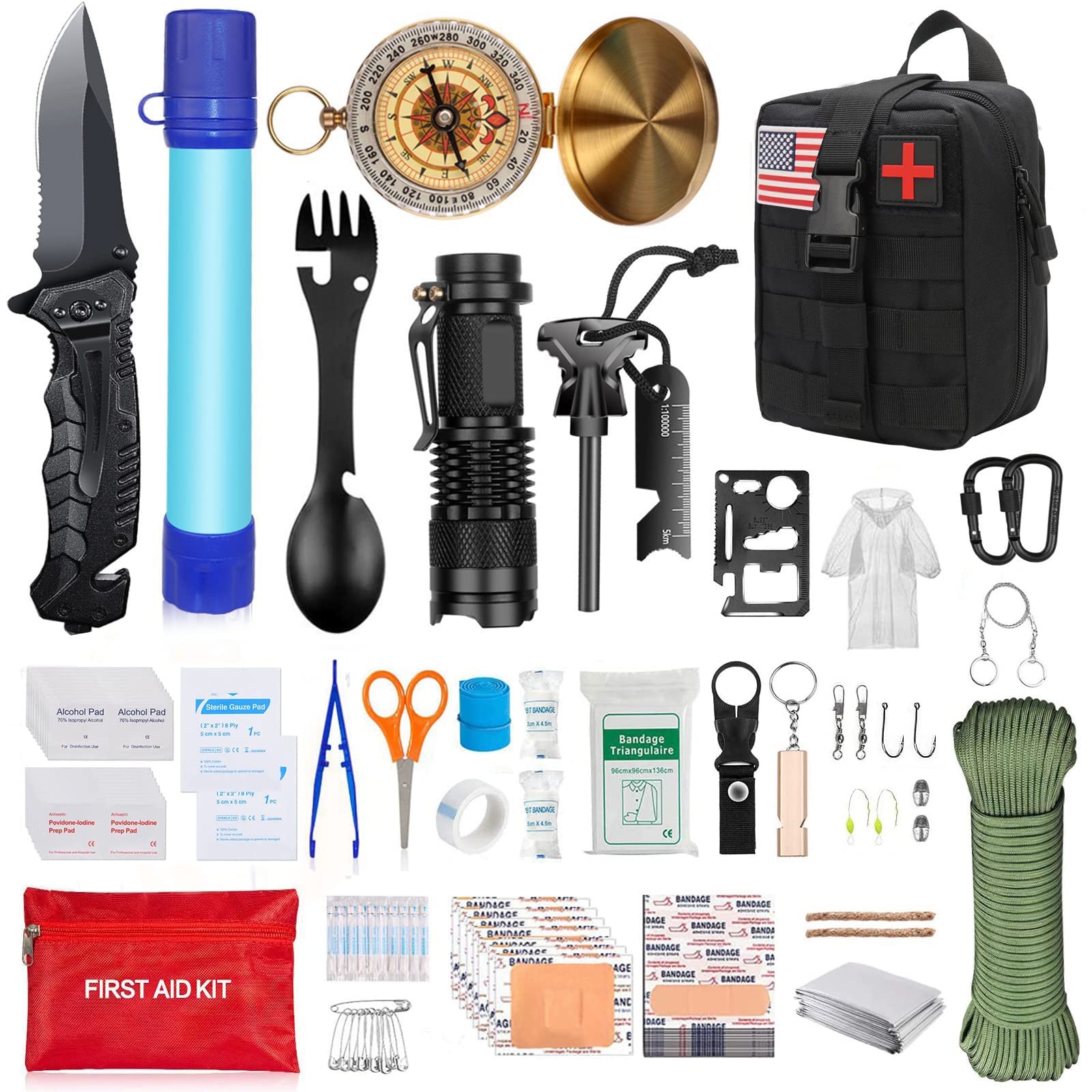 Survival Kit 35 in 1, First Aid Kit, Survival Gear, Survival Tool Gifts for  Men Boyfriend Him Husband Camping, Hiking, Hunting, Fishing