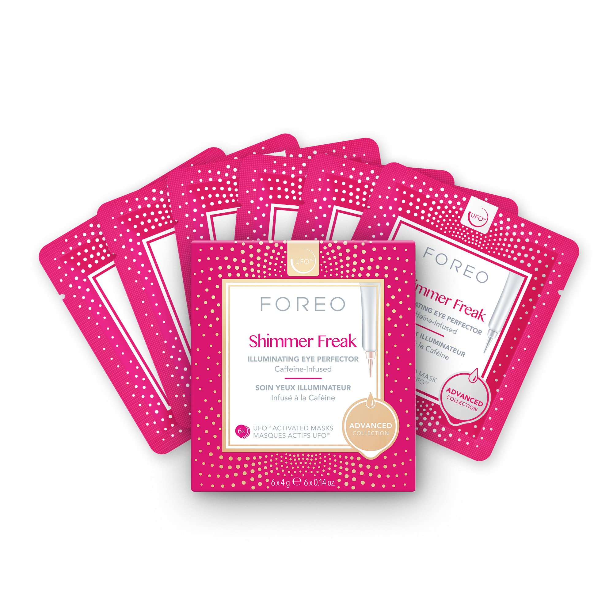 FOREO Shimmer Freak Facial Skin Illuminating Mask Eye in Wrinkles Puffiness - - pcs Rose - 6 Water - - UFO-Activated Contour All - Types Niacinamide Pack 
