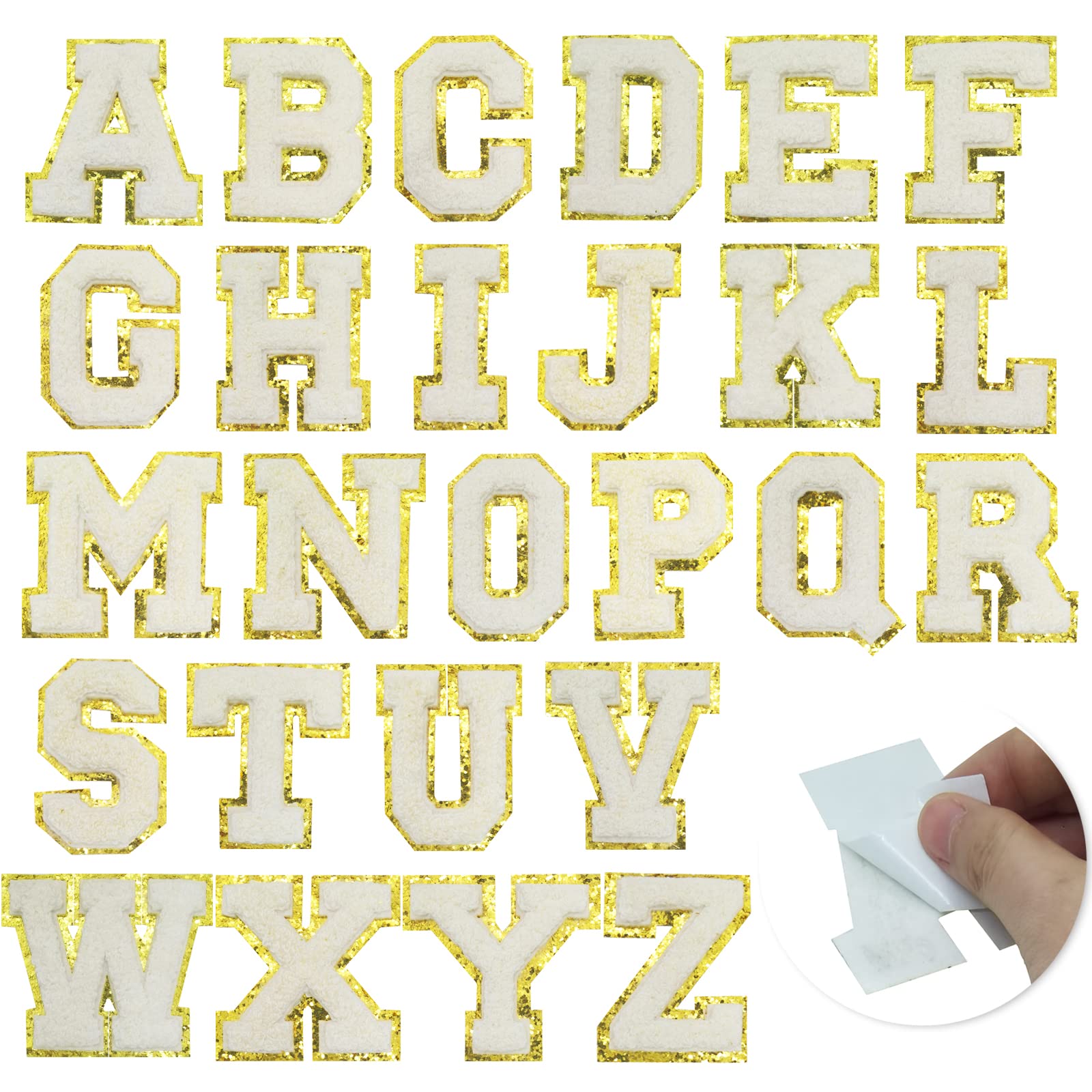 26pcs Yellow Chenille Letters A-Z Iron-on Patch, Letters Patch
