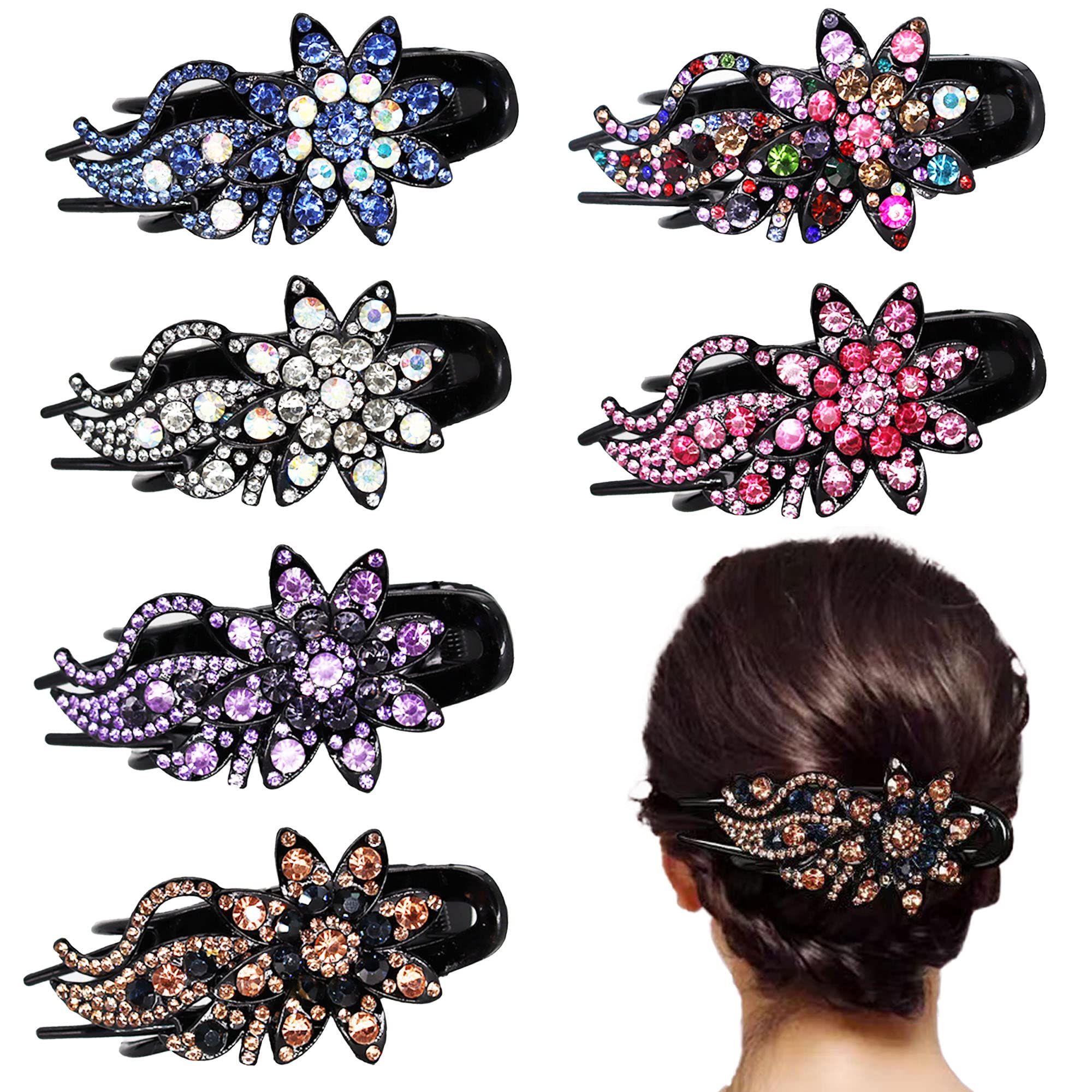 2pcs Crystal Rhinestone Hair Clips, Sparkly Diamante Hair Clips For Women  Girls,ponytail Hair Clips Hair Accessories For Wedding
