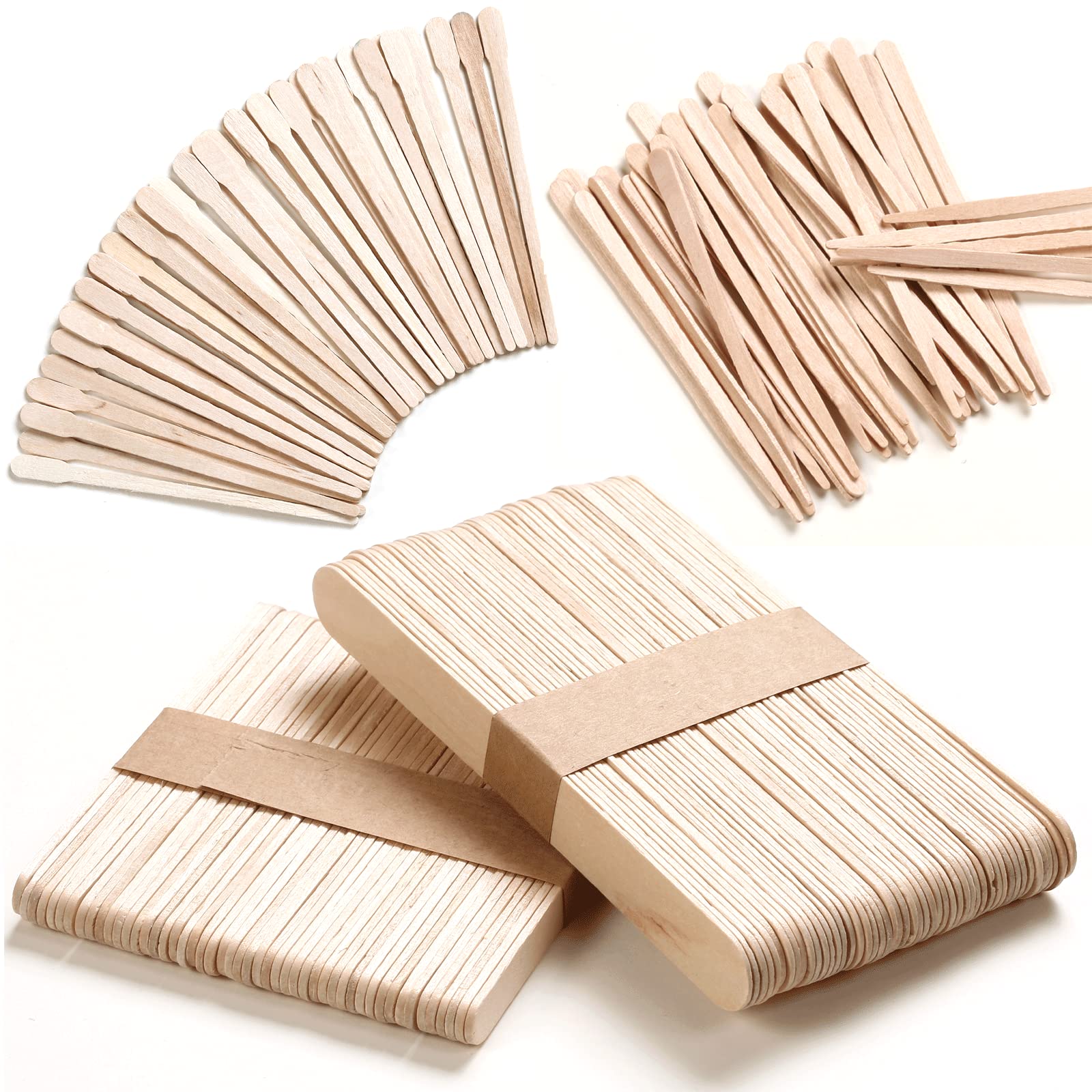 JANYUN 150 Pcs Assorted Style Eyebrow Wax Sticks Waxing Applicator Wooden  Wax Spatulas Kit for Face and Small Hair Removal Sticks