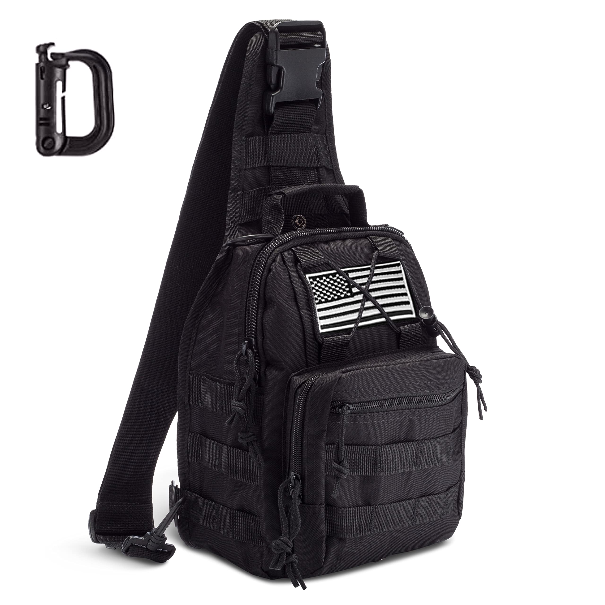 Mullet Dragon Tactical Sling Bag for Men Black EDC Small Backpack
