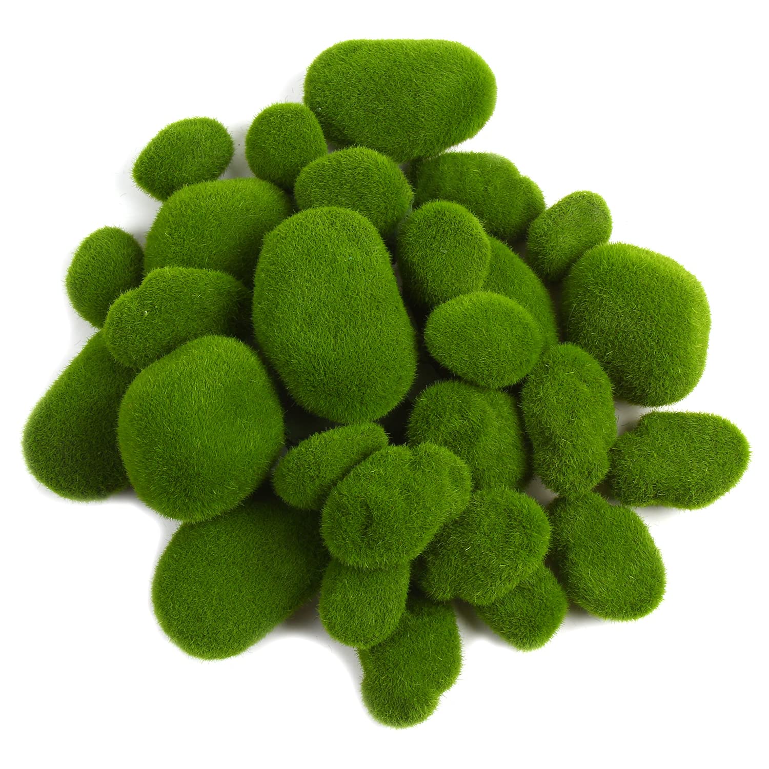 36pcs 5 Size Artificial Moss Rocks Decorative Green Moss Balls Fake Moss  Decc7s2 for sale online