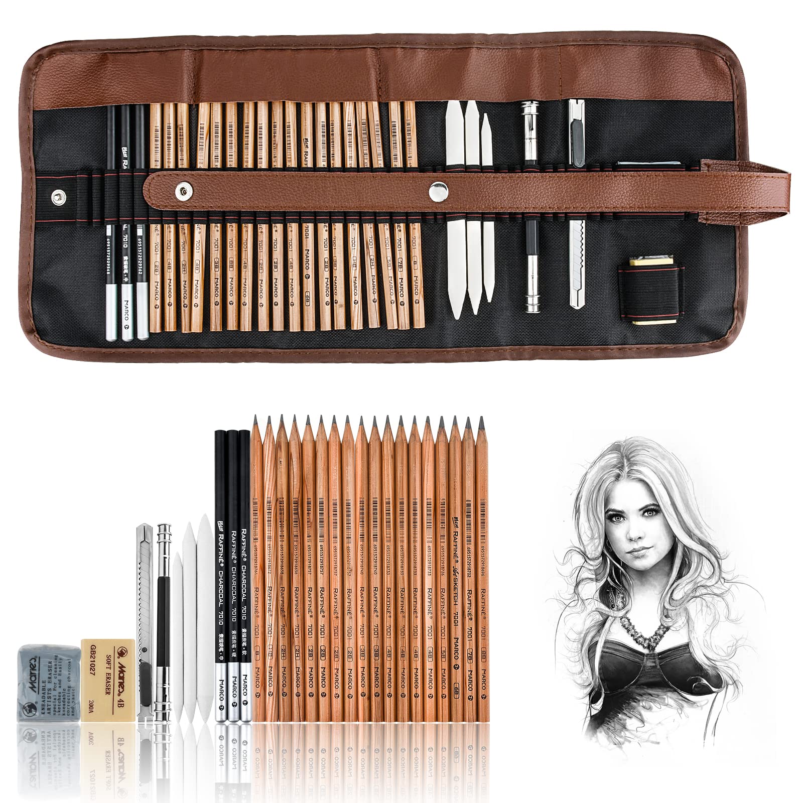 Buy SYGAProfessional Sketch and Drawing Pencils ，Art Pencil Box