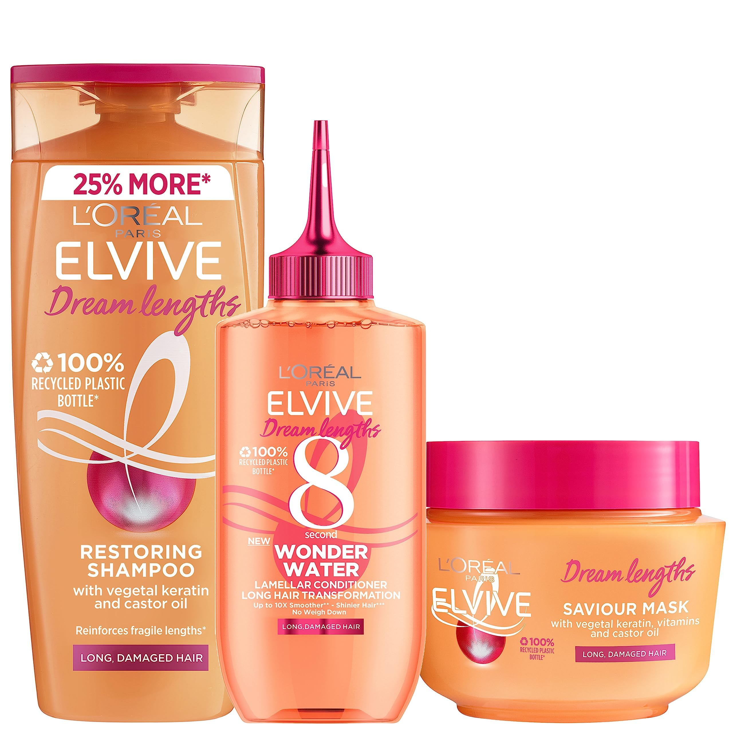 L'Oreal Elvive Dream Lengths Wonder Water 8 Second Hair Treatment Long  Damaged Hair 200ml