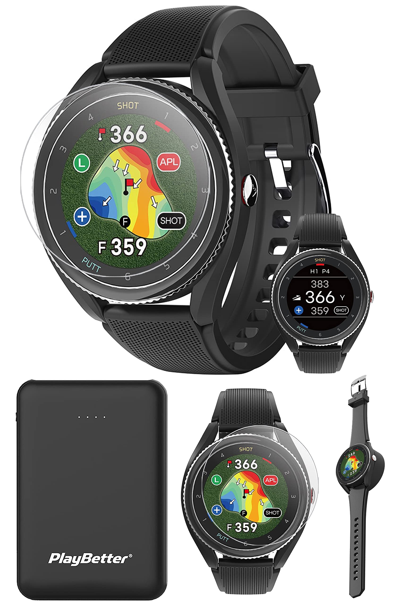 Voice Caddie T9 (Black) GPS Golf Watch - Color Touchscreen, Green