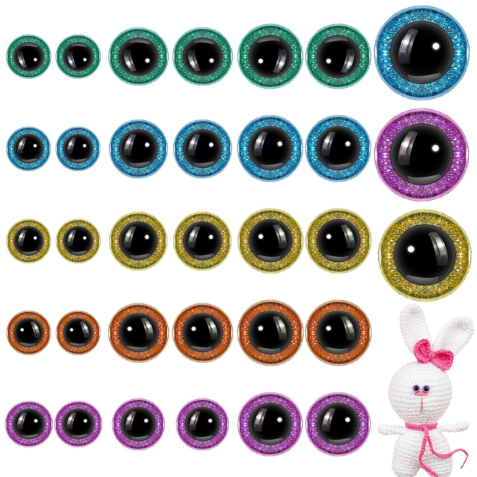 Kawaii Safety Eyes, Circular, Plastic Safety Eyes Craft Eyes With