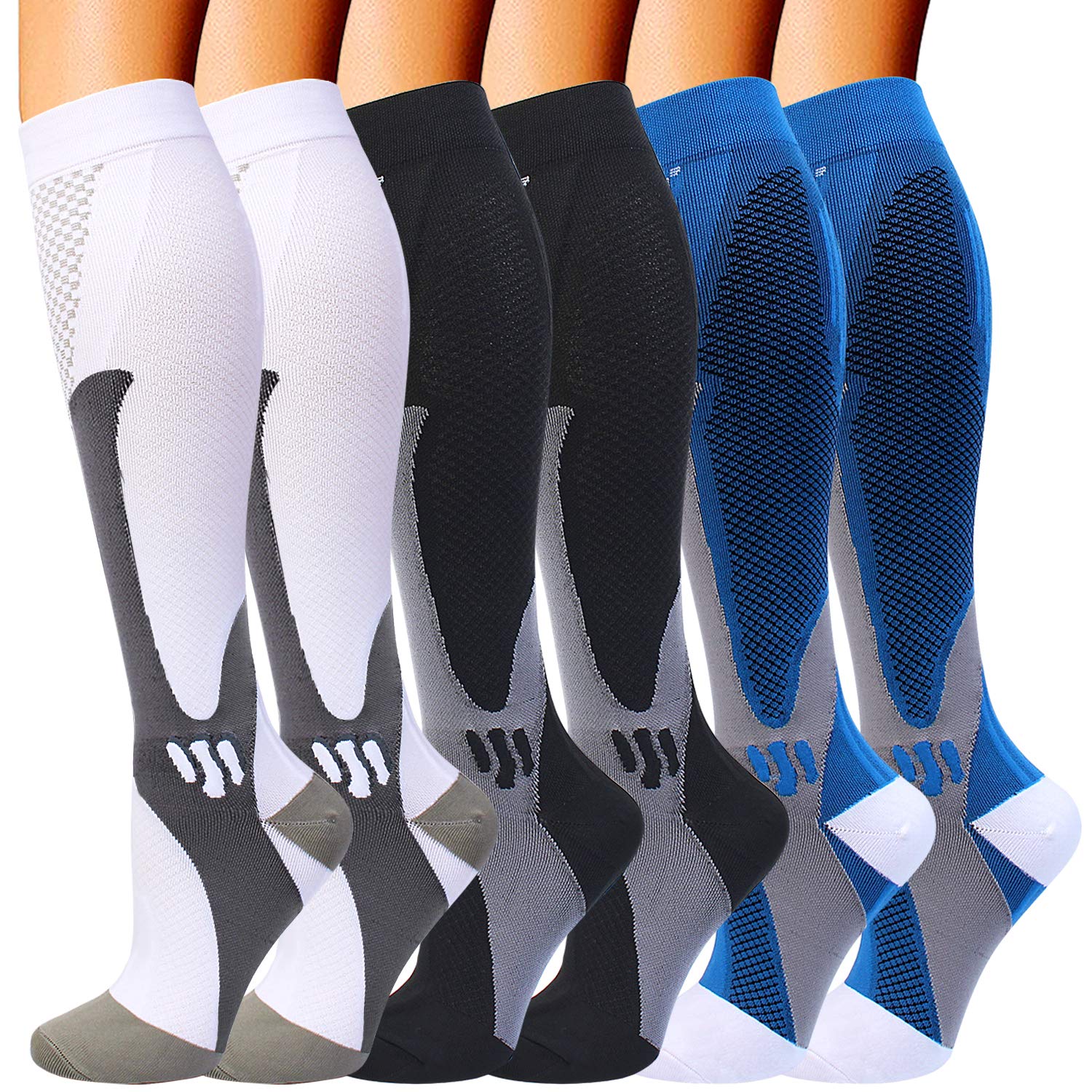 1 Pair Open Toe Compression Socks for Women and Men Circulation, 20-30mmHg  Is Best Leg Support for Running, Athletic, Sport, Gym
