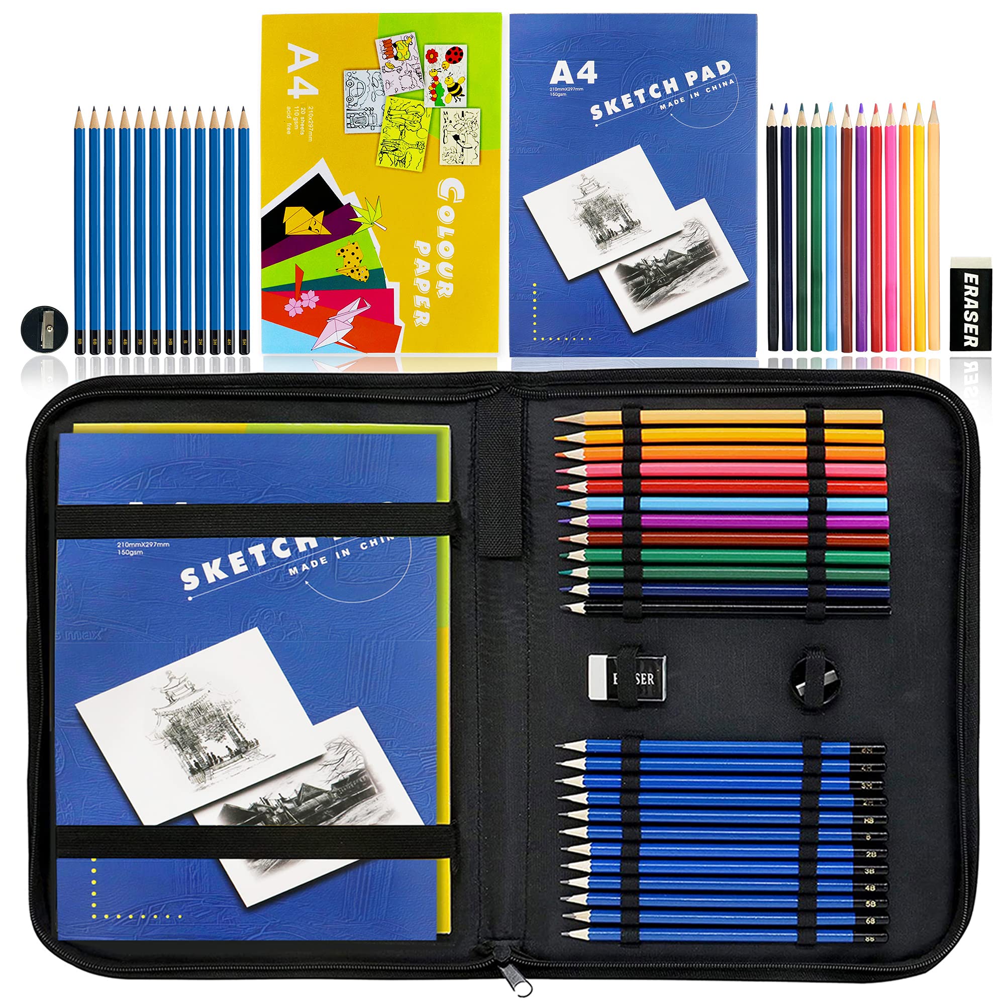 Great Choice Products Drawing Kit Set Art Pencils Supplies Sketch For Kids  Teens Adults Professional