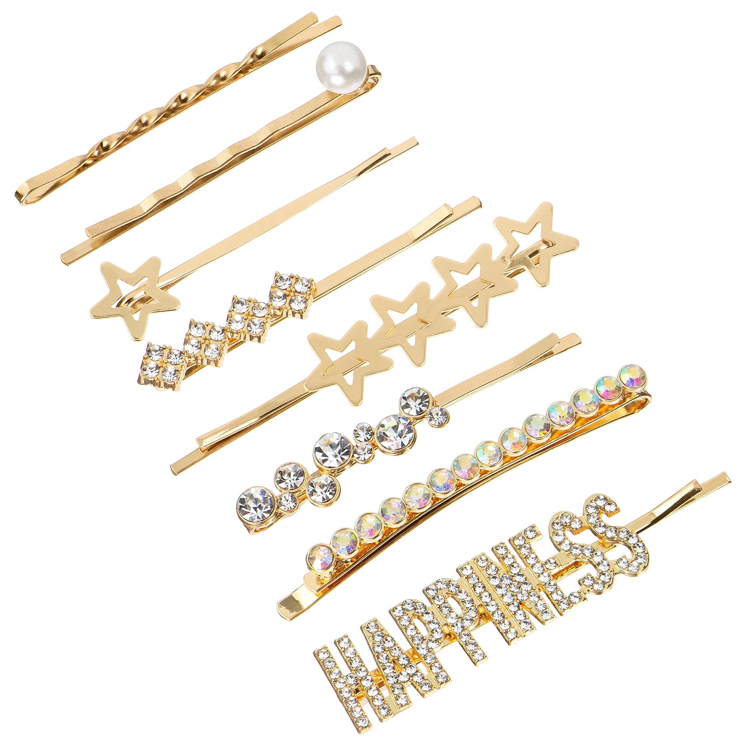 MHB Must-Have-Beauty Decorative Hair Jewelry Hair Clip Set - Hair Clips for  Styling, Bridal Hair Accessories for Women, Cute Hair Clip and Hair Styling  Accessories (8 PC HAPPINESS, STARS & RHINESTONE) 