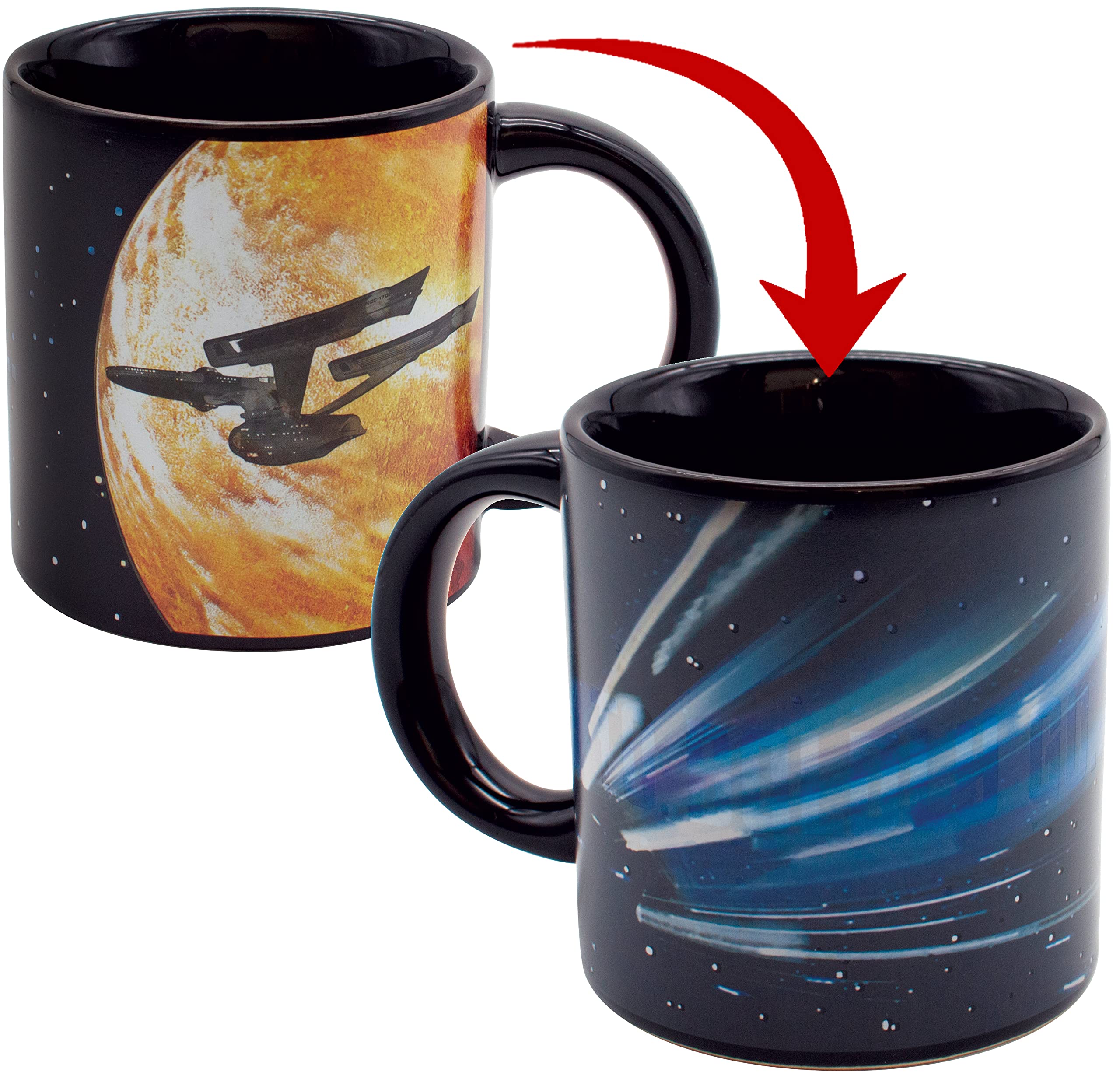 Heat-Changing Planet Mug: Coffee cup with a model of the Solar System.