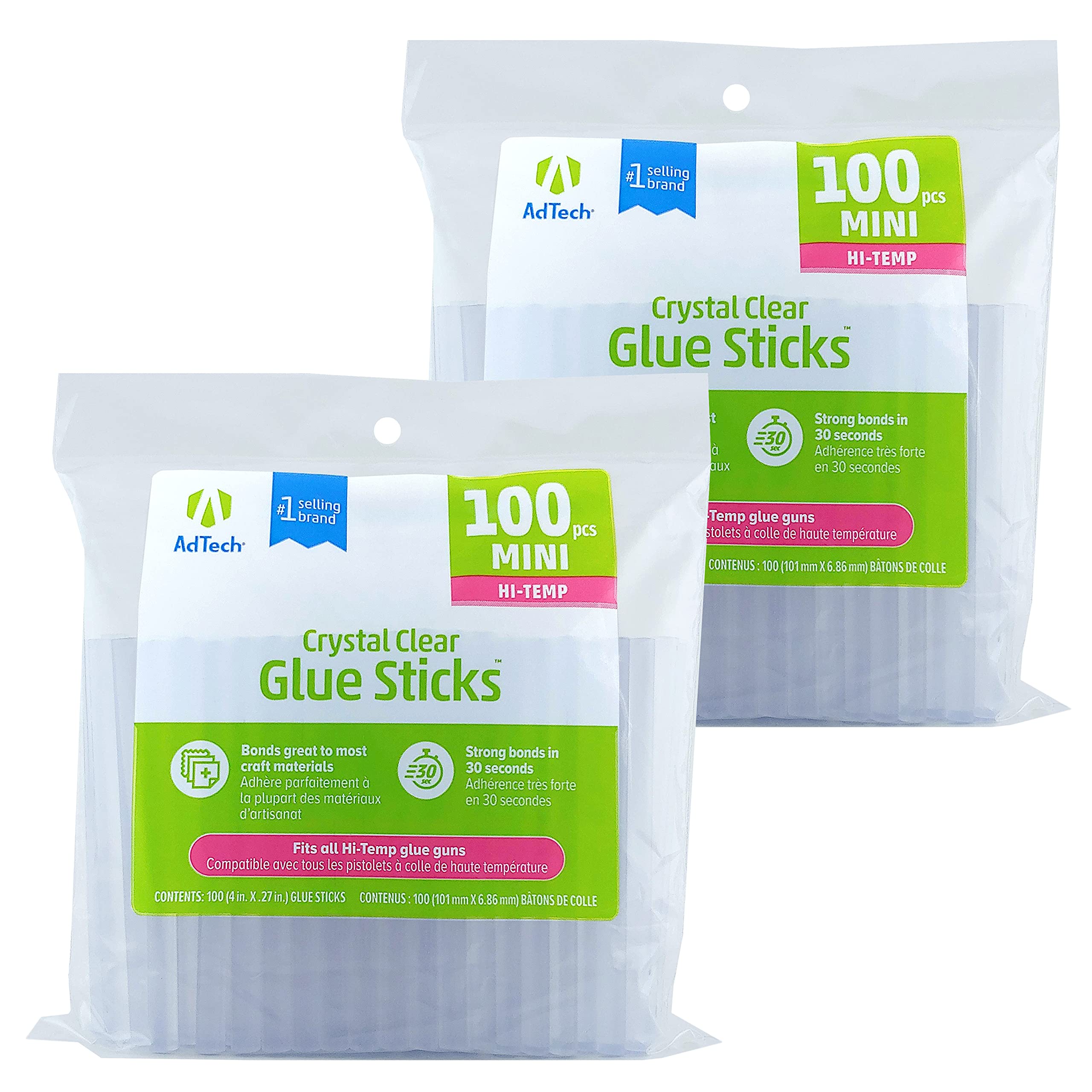 AdTech Glow In The Dark Mini Hot Glue Sticks, Clear - 15 count