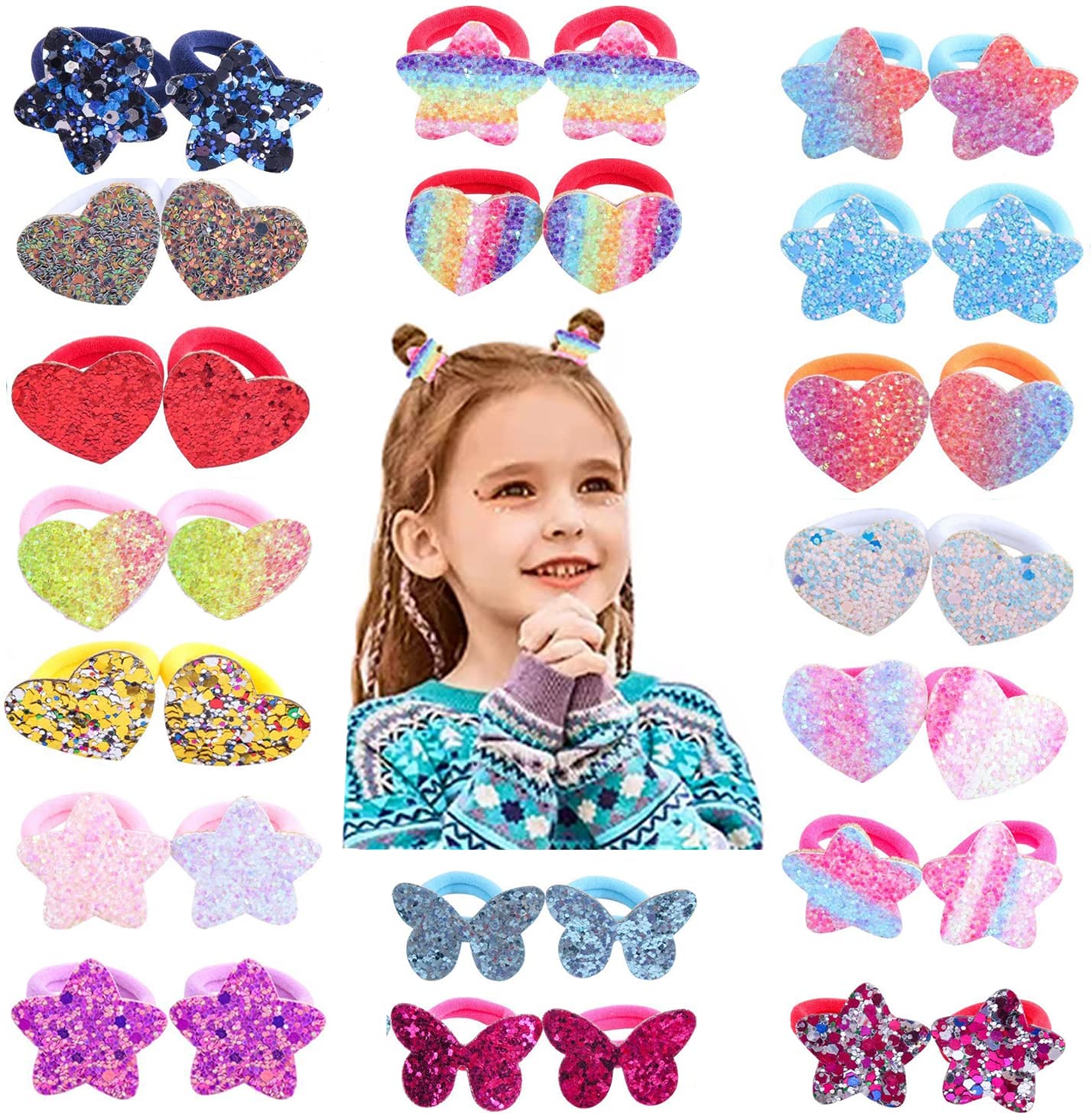 Pack of 36 Baby Girls Hair Clips Cute Hair Bows Baby Elastic Hair Bobbles  Hair Accessories Ponytail Holder Hair Pins Set for Baby Girls Teenagers