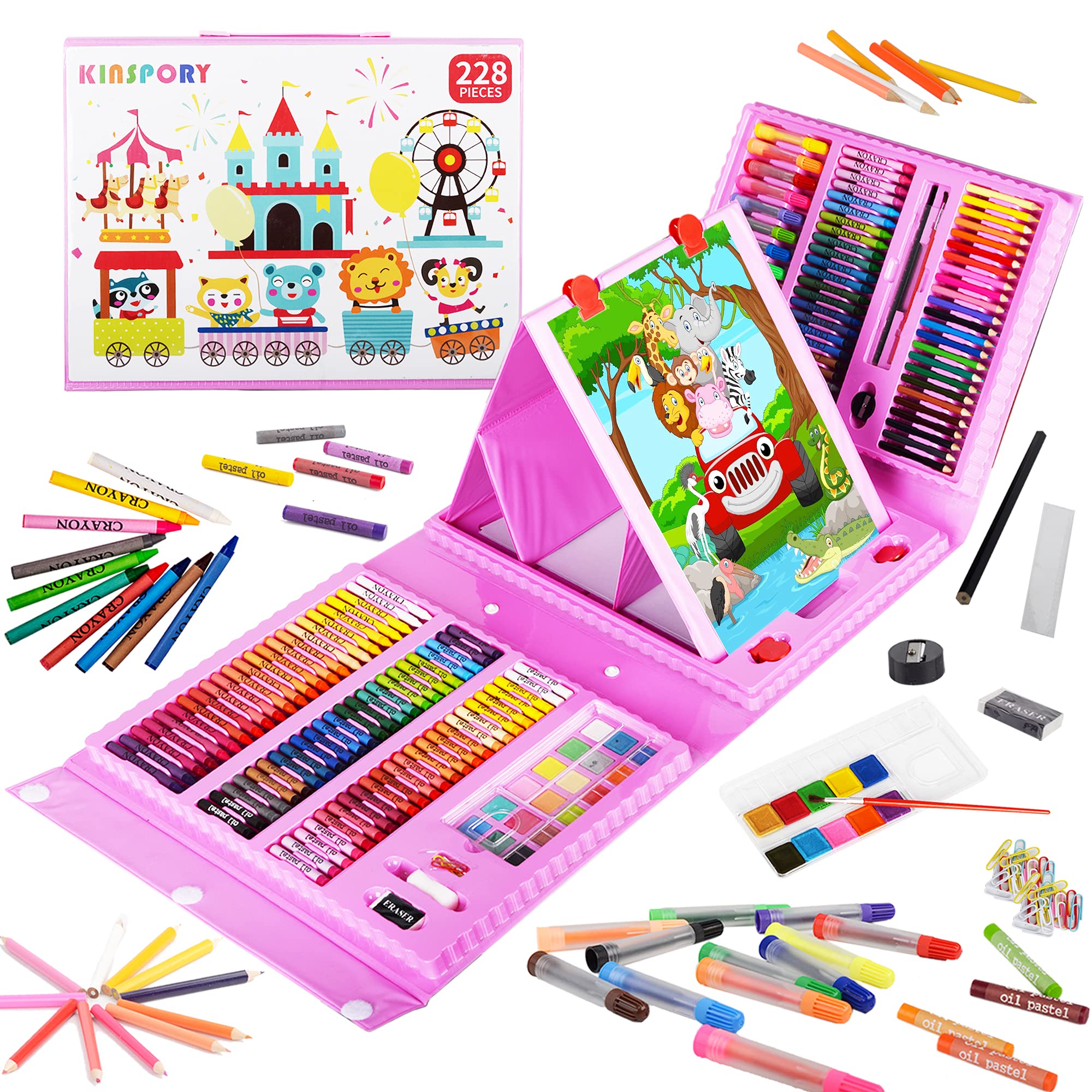  KINSPORY Art Set for Kids, 86PC Coloring Art Kit, Wooden  Drawing Art Supplies Case, Sketch Book, Markers Crayon Colour Pencils for  Budding Artists Kids Teens Boys Girls (Pink) : Arts