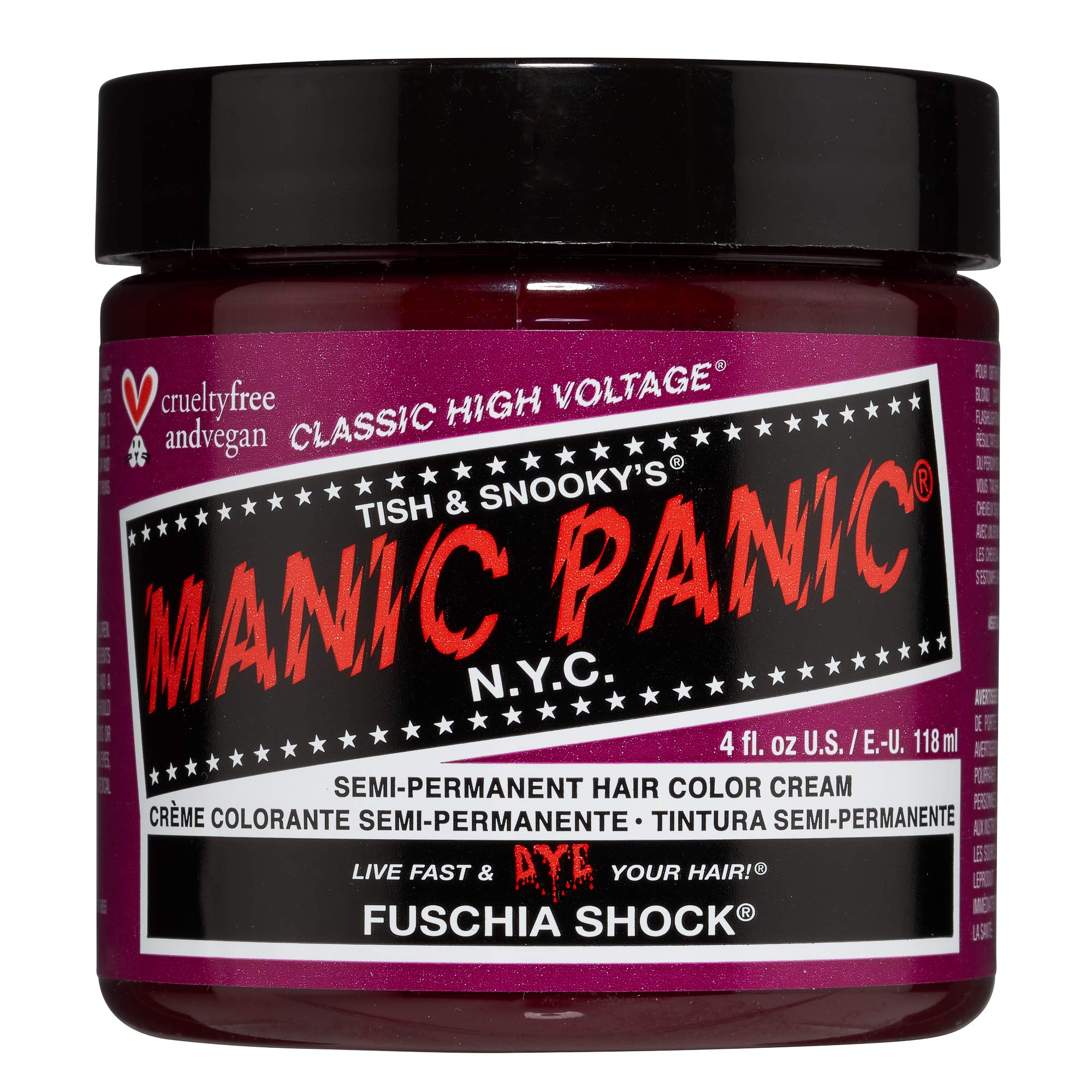 MANIC PANIC Fuschia Shock Dark Pink Hair Dye – Classic High Voltage - Semi  Permanent Deep, Cool Fuchsia Hair Dye Is Our Darkest Pink Hair Color With