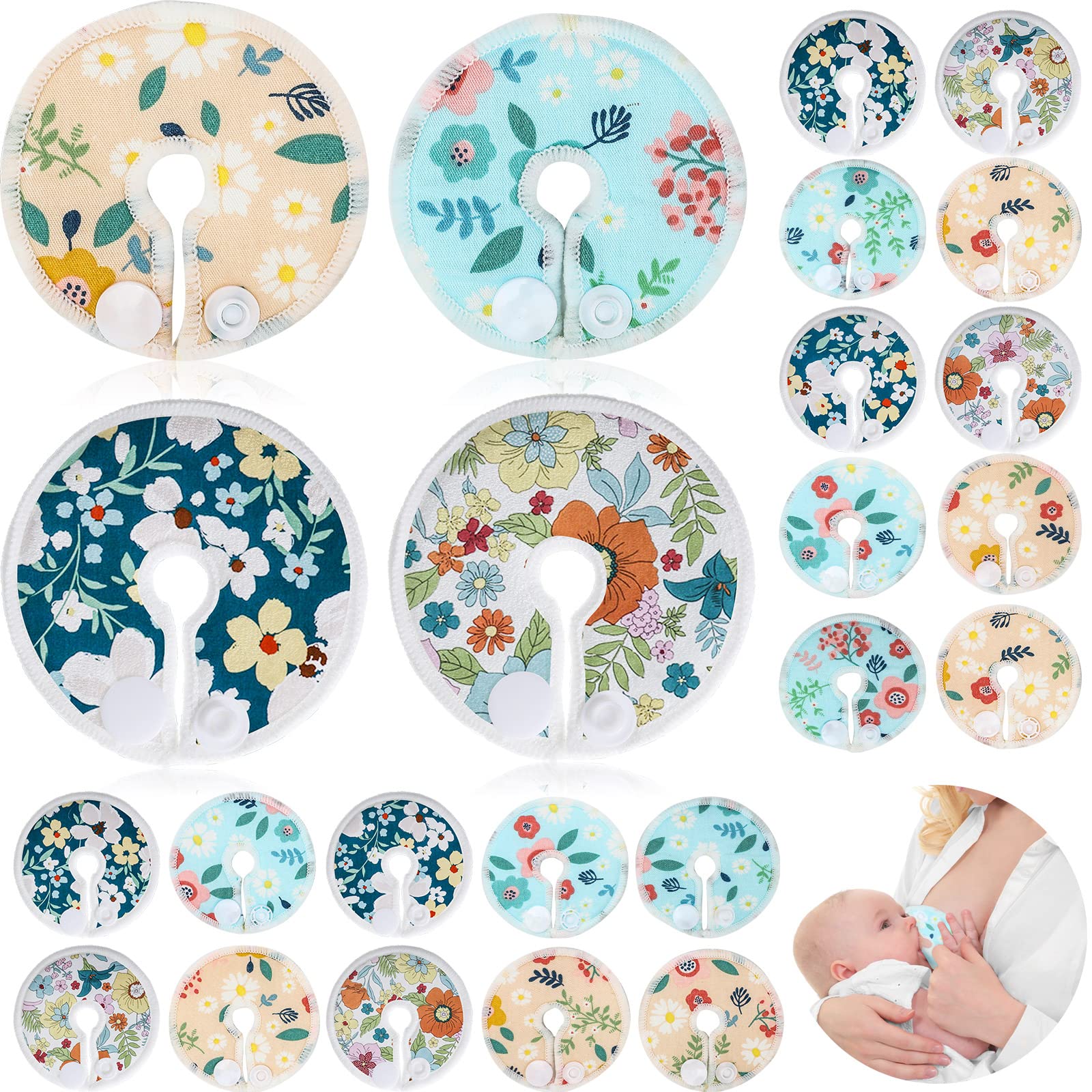 36 Pcs Feeding Tube Pads Washable Reusable Abdominal Peritoneal G Tube Covers  Breast Nipple Soft Cotton Pads Button Pads Holder Feeding Tube Supplies for Breastfeeding  Nursing Care, 6 Patterns