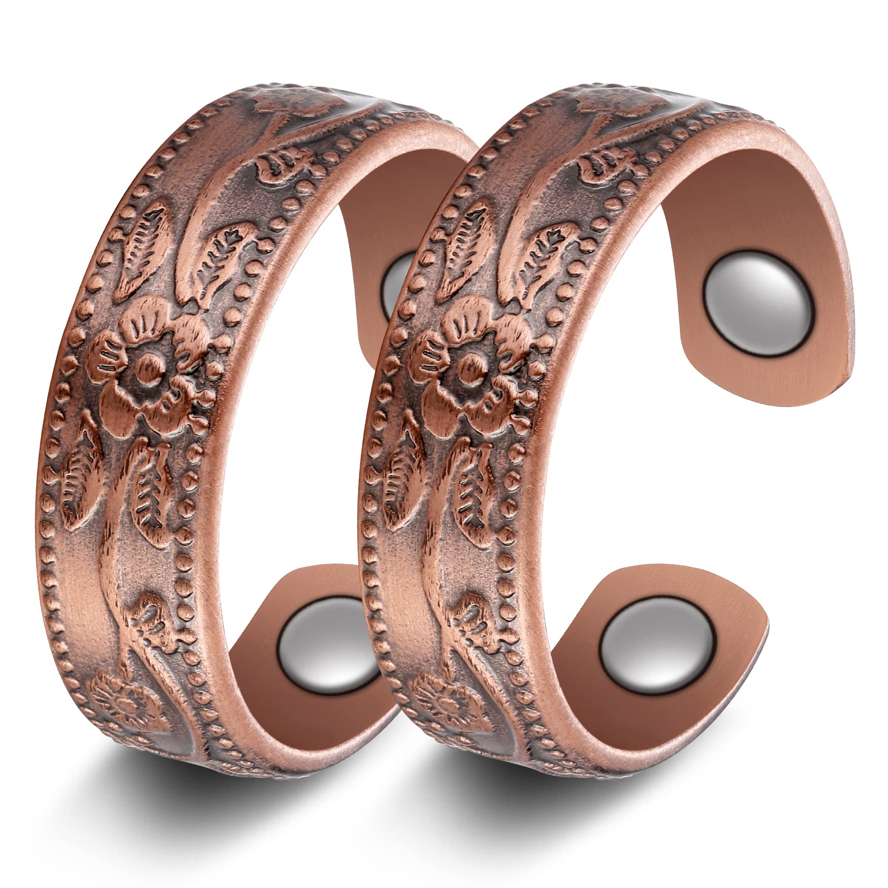 Buy Copper Magnetic Ring for Women, Copper Ring Ladies Fingers Thumb 100%  Solid Pure Copper Jewelry Gift 2PCS Online at desertcartINDIA