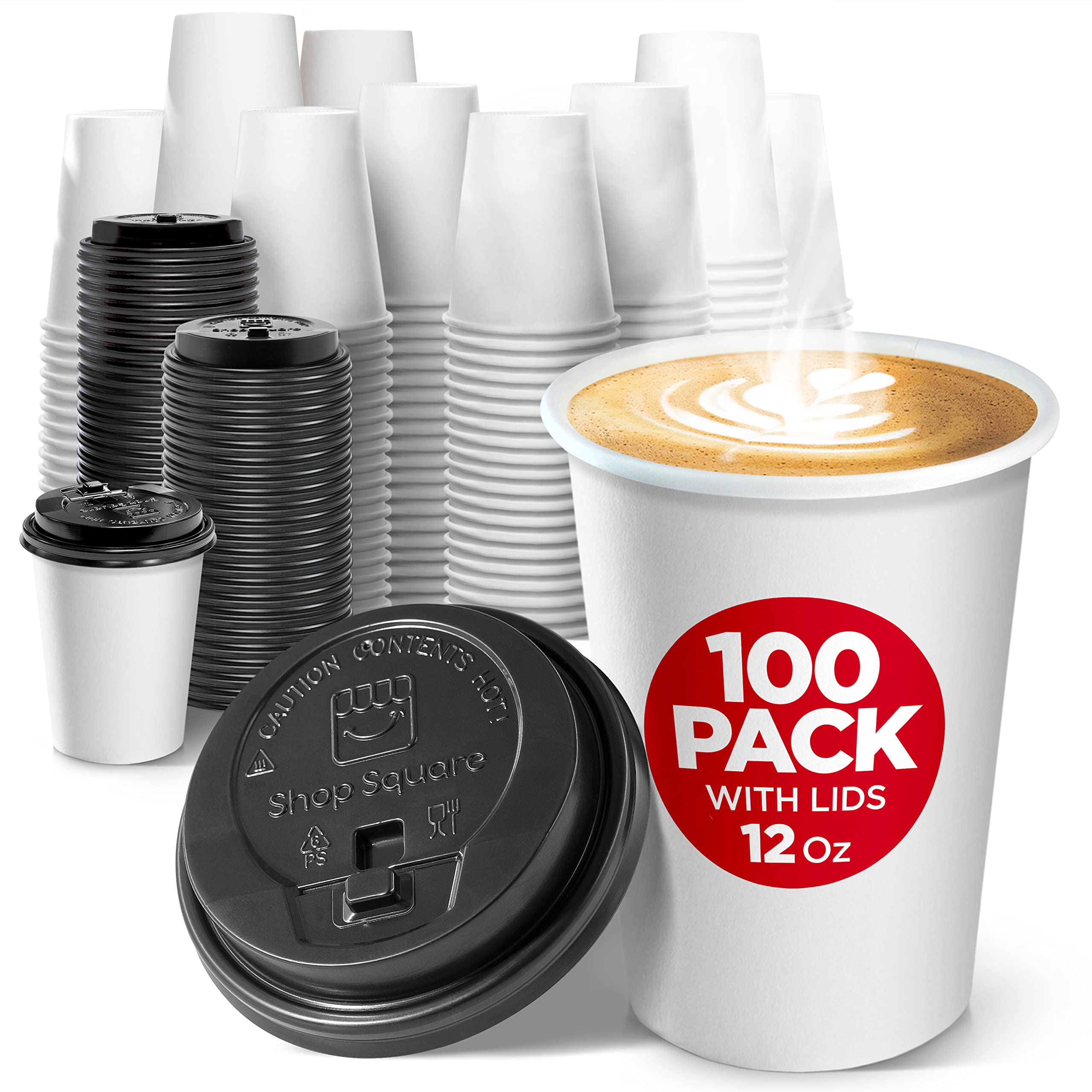 KPX 100 Pack 16 oz Coffee Cups, Disposable Coffee Cups with Lids and  Sleeves To Go Coffee Cups Reusable for Hot & Cold Drinks 