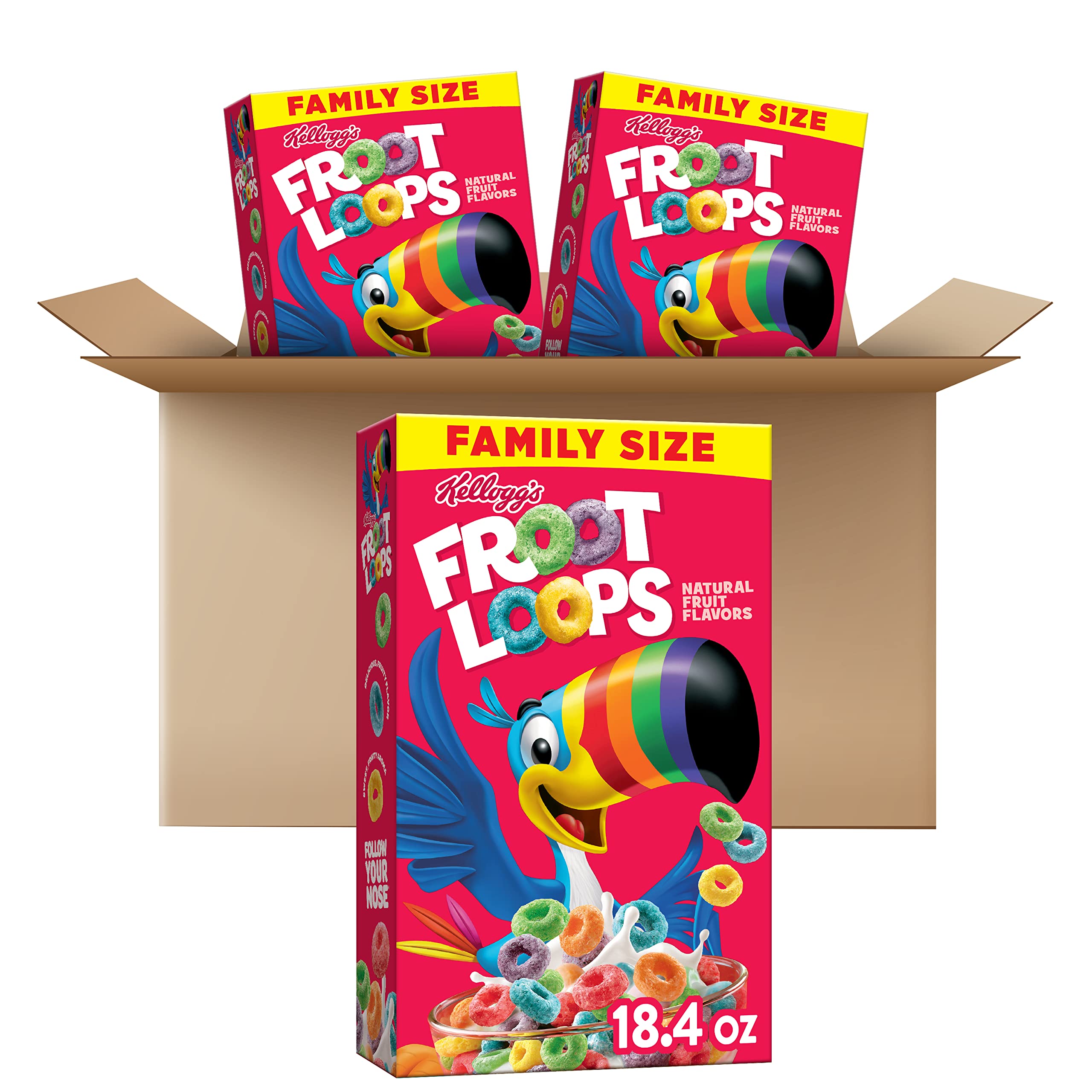 Kellogg's Froot Loops Original Sweetened Multi-Grain Cereal, Family Size  19.4 oz Box