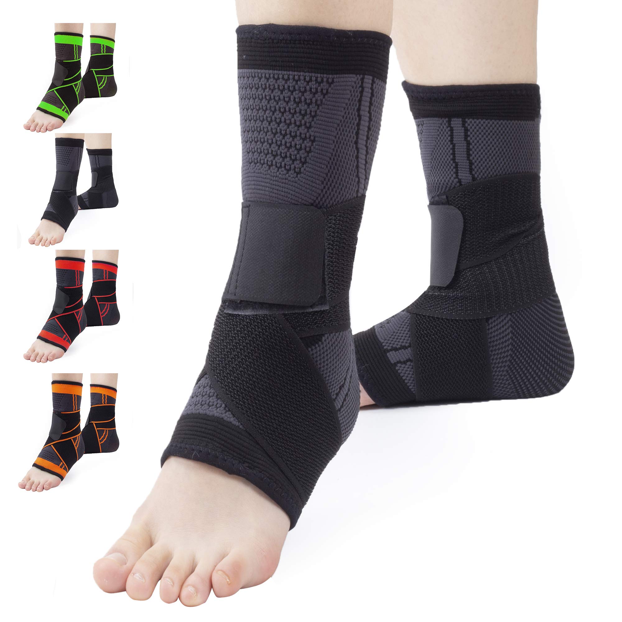 Ankle Brace Set of 2 Compression Support Adjustable Sleeve for