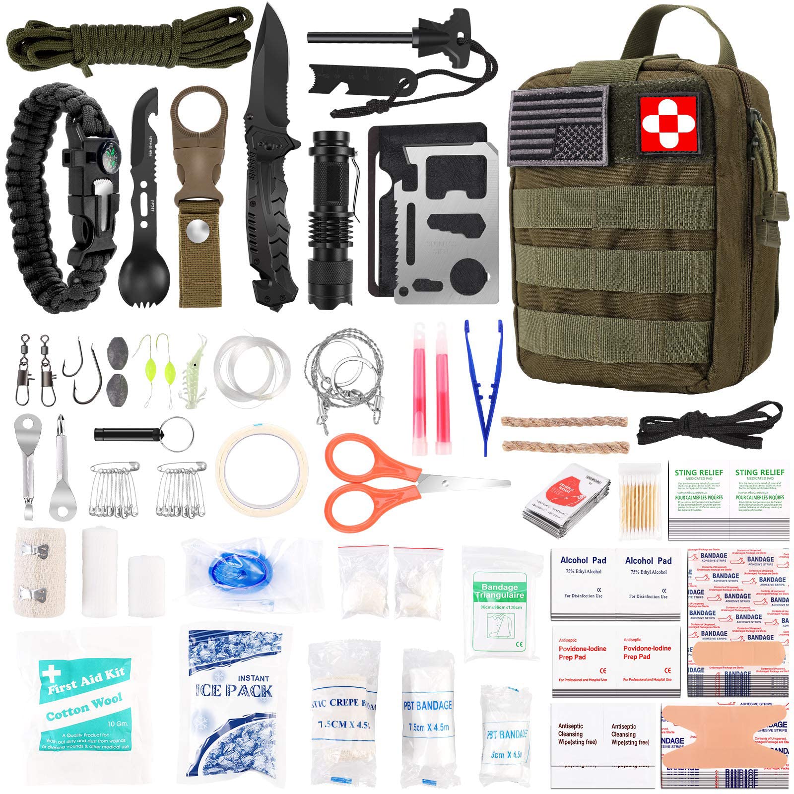 10 In 1 Emergency Survival Kit Military Wilderness Sos Tactical Outdoor  Camping Travel Adventure Gear