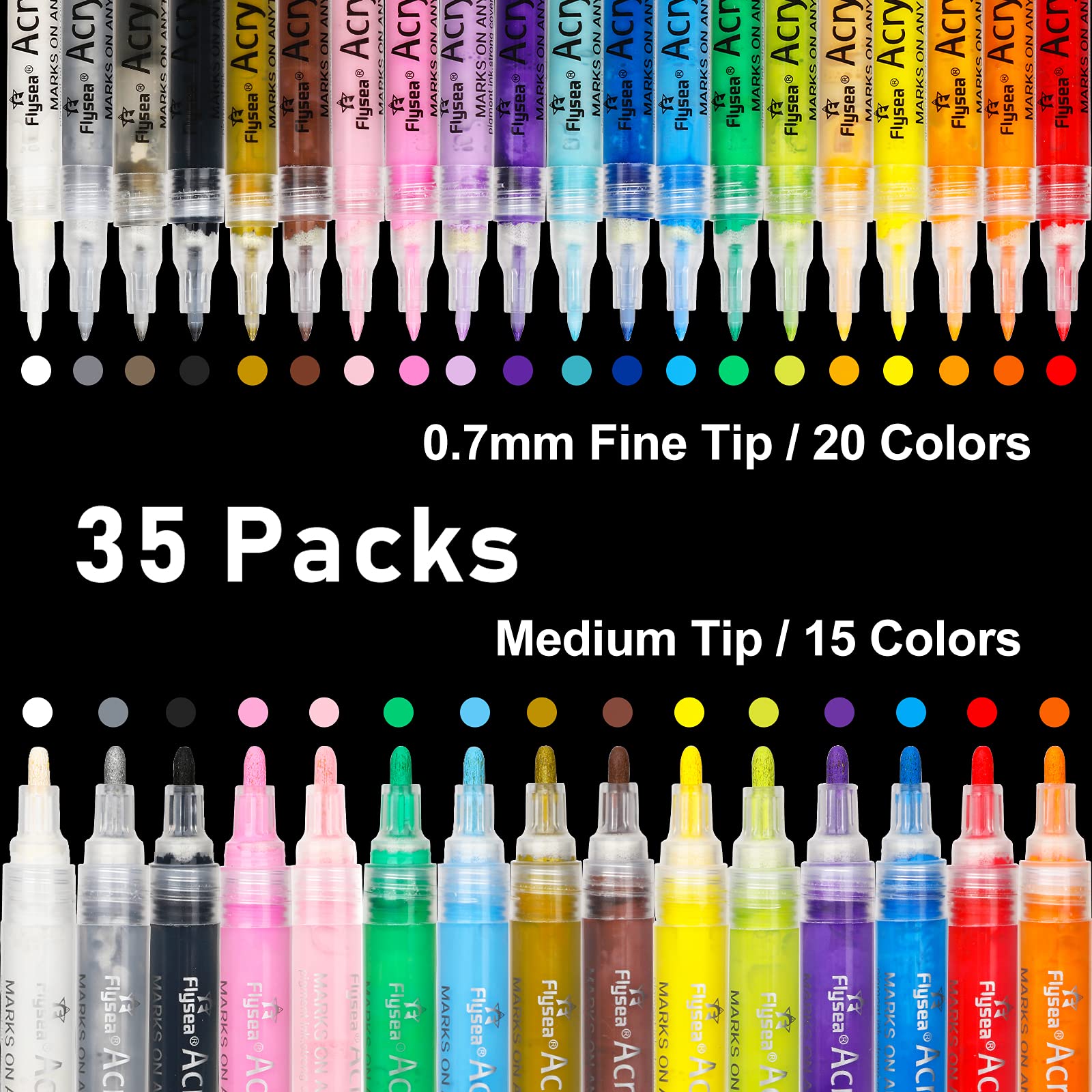 Acrylic Paint Markers Paint Pens Assorted Vibrant Markers for Rock  Painting, Canvas, Glass, Mugs, Wood, Ceramic, Fabric, Metal, Ceramics. Non  Toxic, Quick Dry, Multi-Surface, Lightfast (EXTRA FINE)