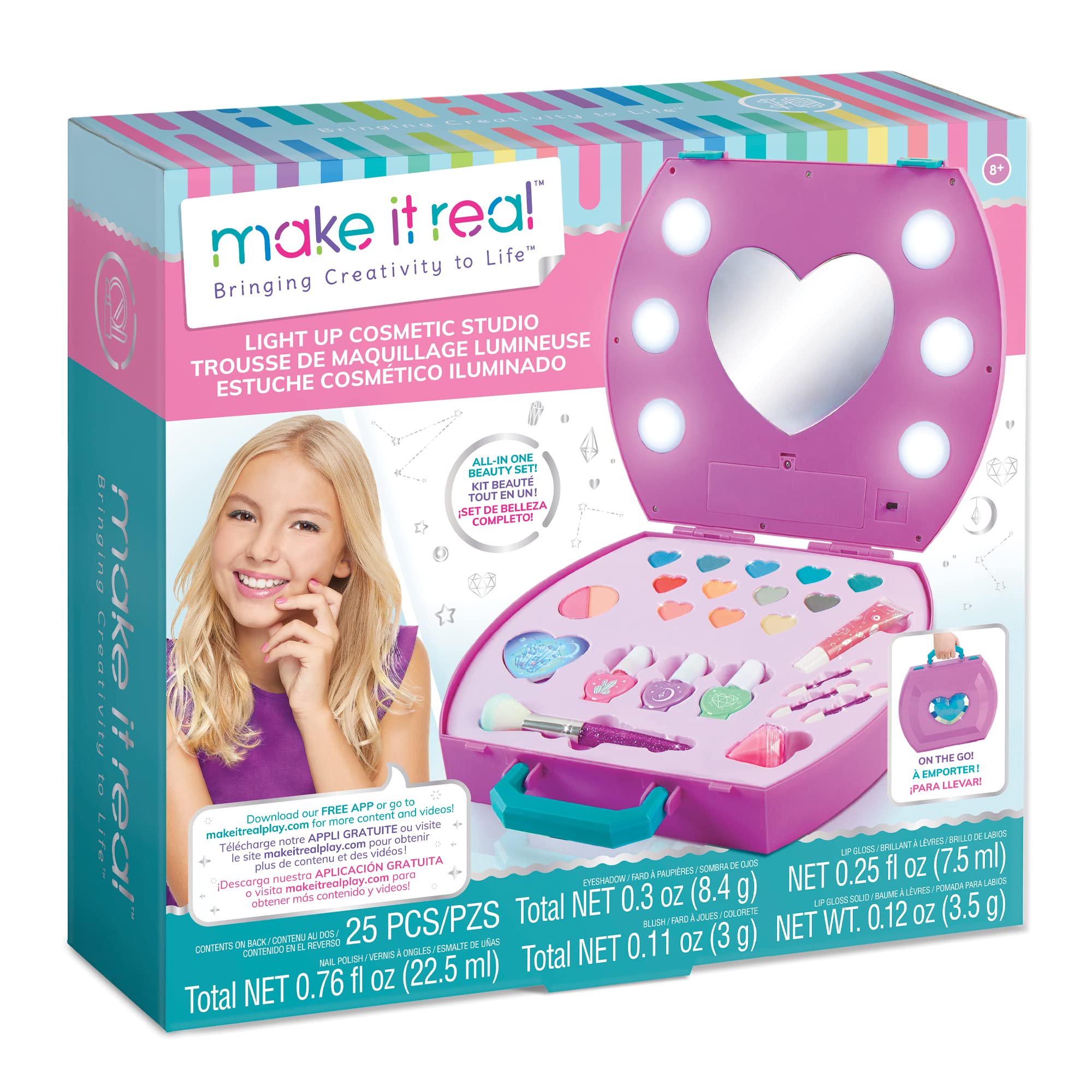 Make It Real - Light-Up Cosmetic Kit - Kids Makeup Case with