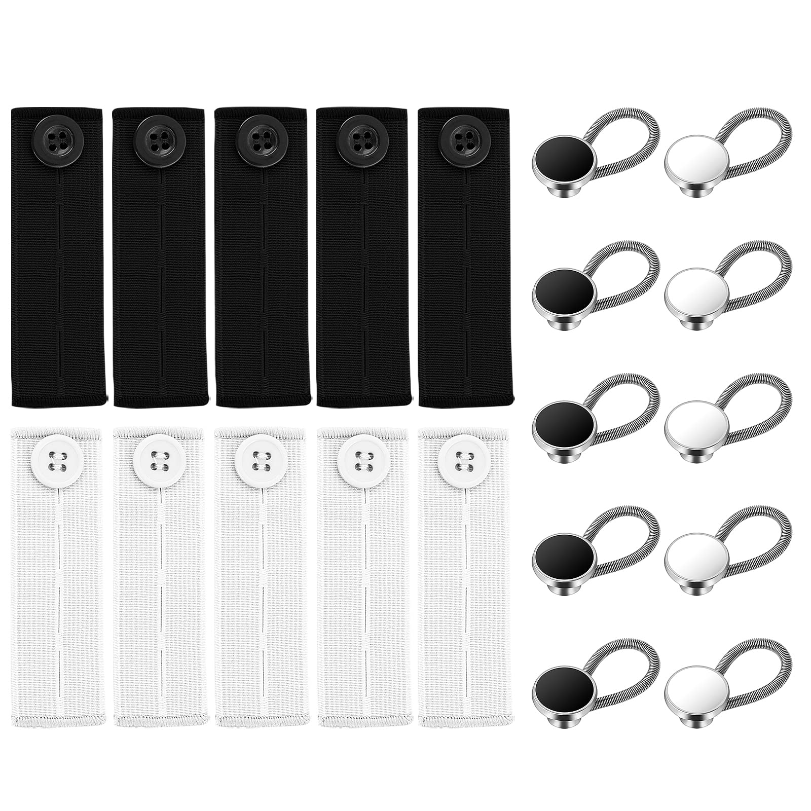 Prasacco 20 Pieces Extender Button Set Including 10 PCS Elastic Waistband  Extenders for Pants and 10 PCS Collar Extenders for Mens Shirts Adjustable  Extenders for Neck Men Women Clothing