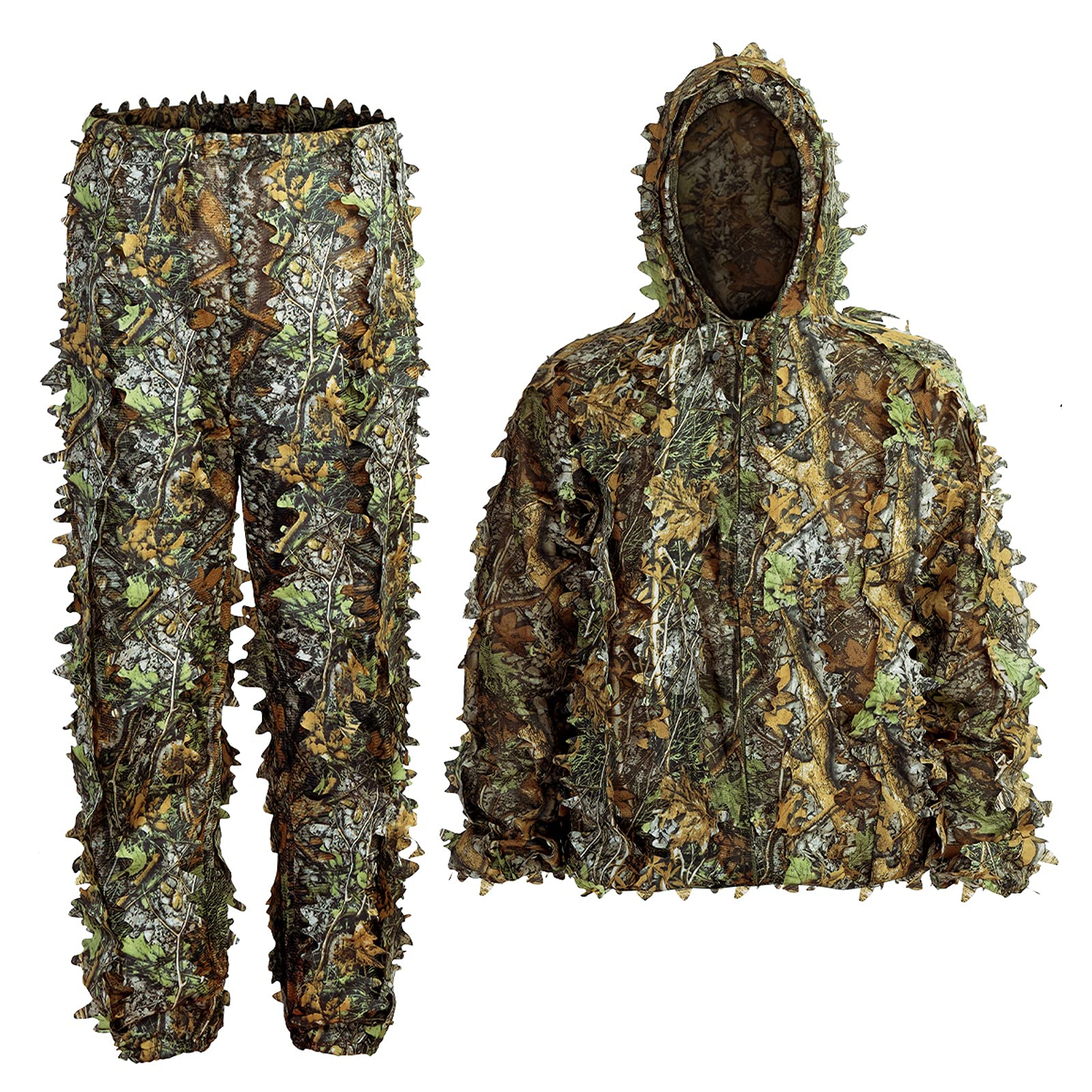 Ghillie Suit, Kids Adult 3D Leafy Camouflage Clothing, Ghillie Suit for  Men, Camo Suit for Turkey Hunting, Hunting Suit for Outdoor Game and  Halloween L (5.9-6.2FT)